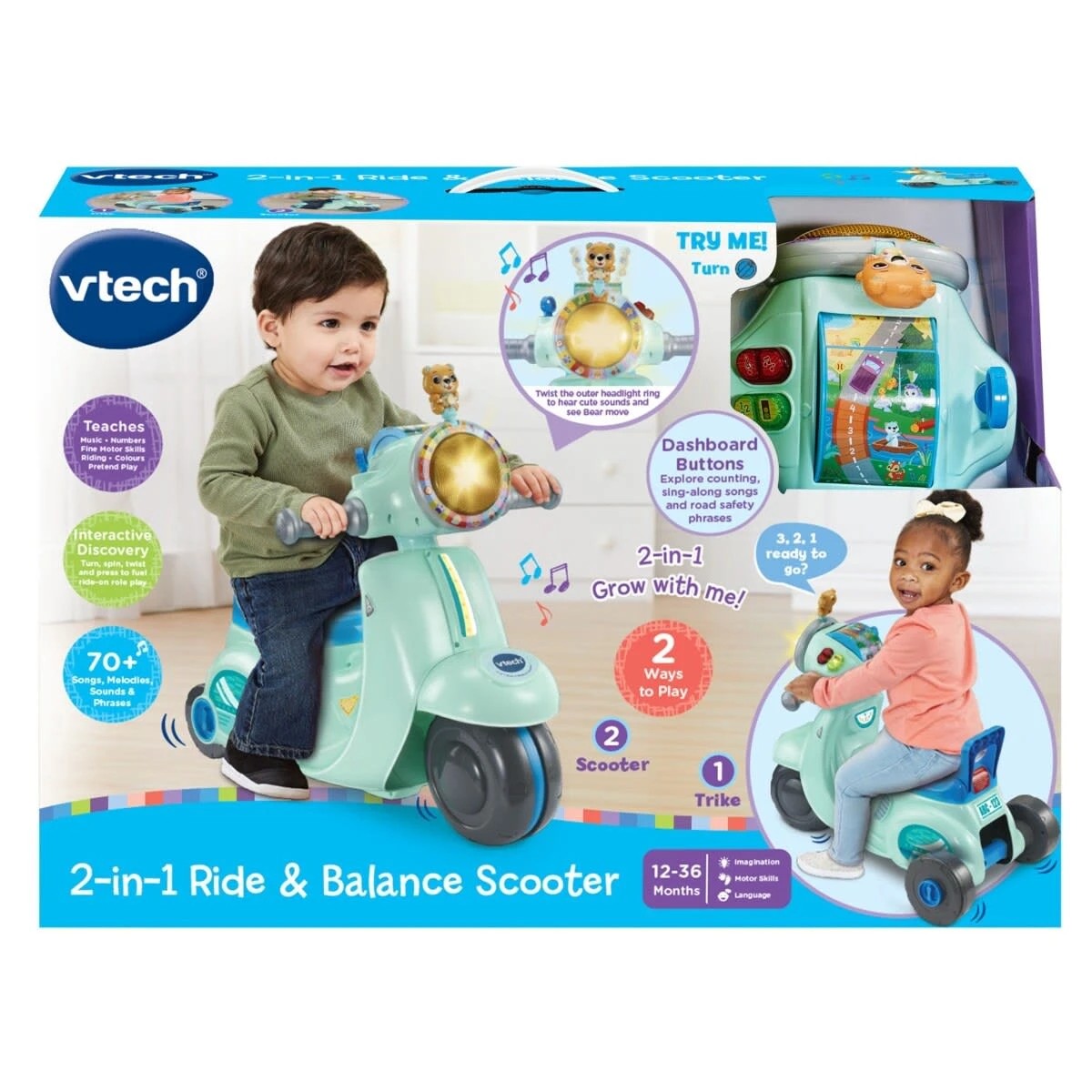 1 VTech 2-in-1 Ride & Balance Scooter, 1 of 4