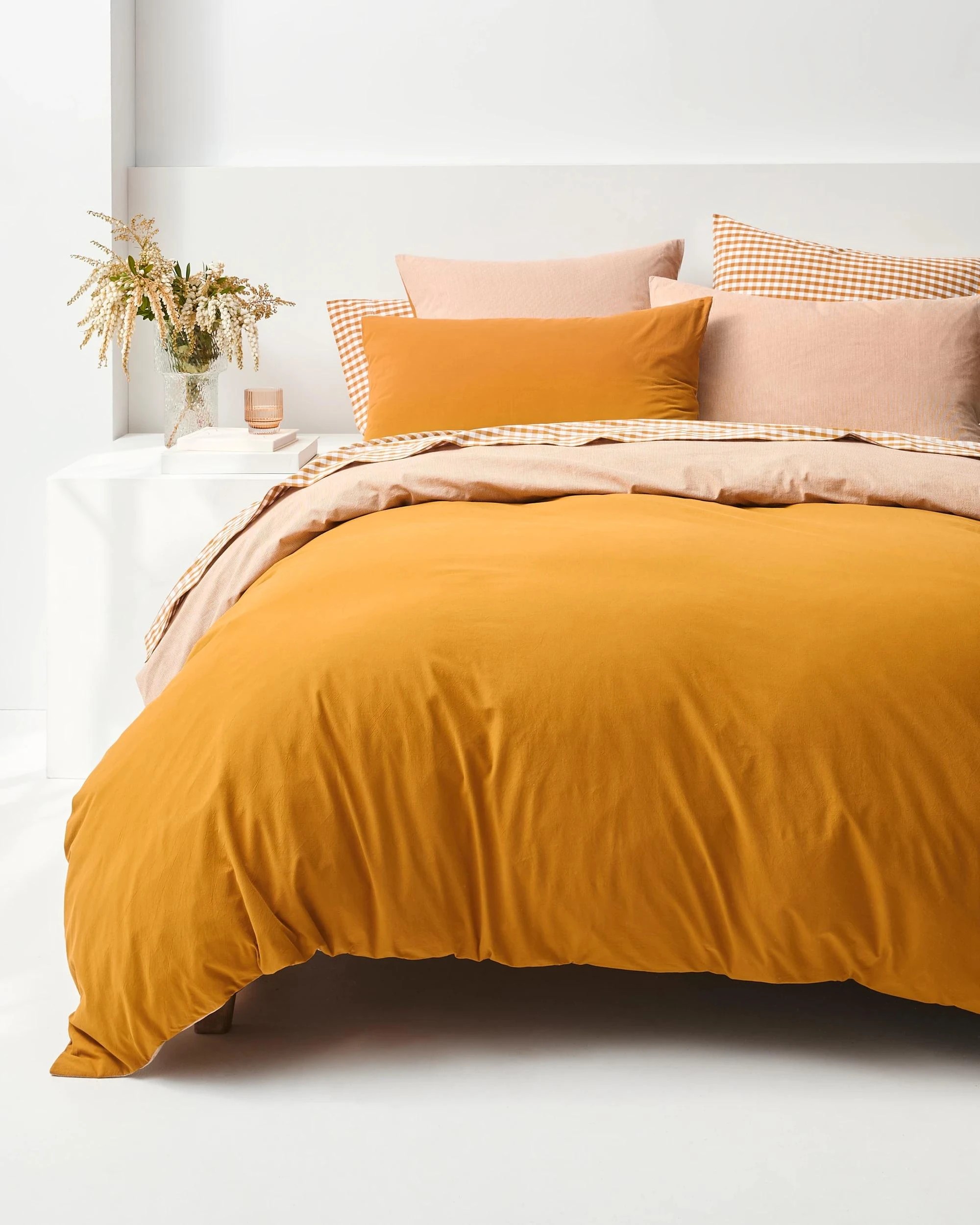 1 Arlo Cotton Stonewash Quilt Cover Set - Queen Bed - Yellow, 1 of 7