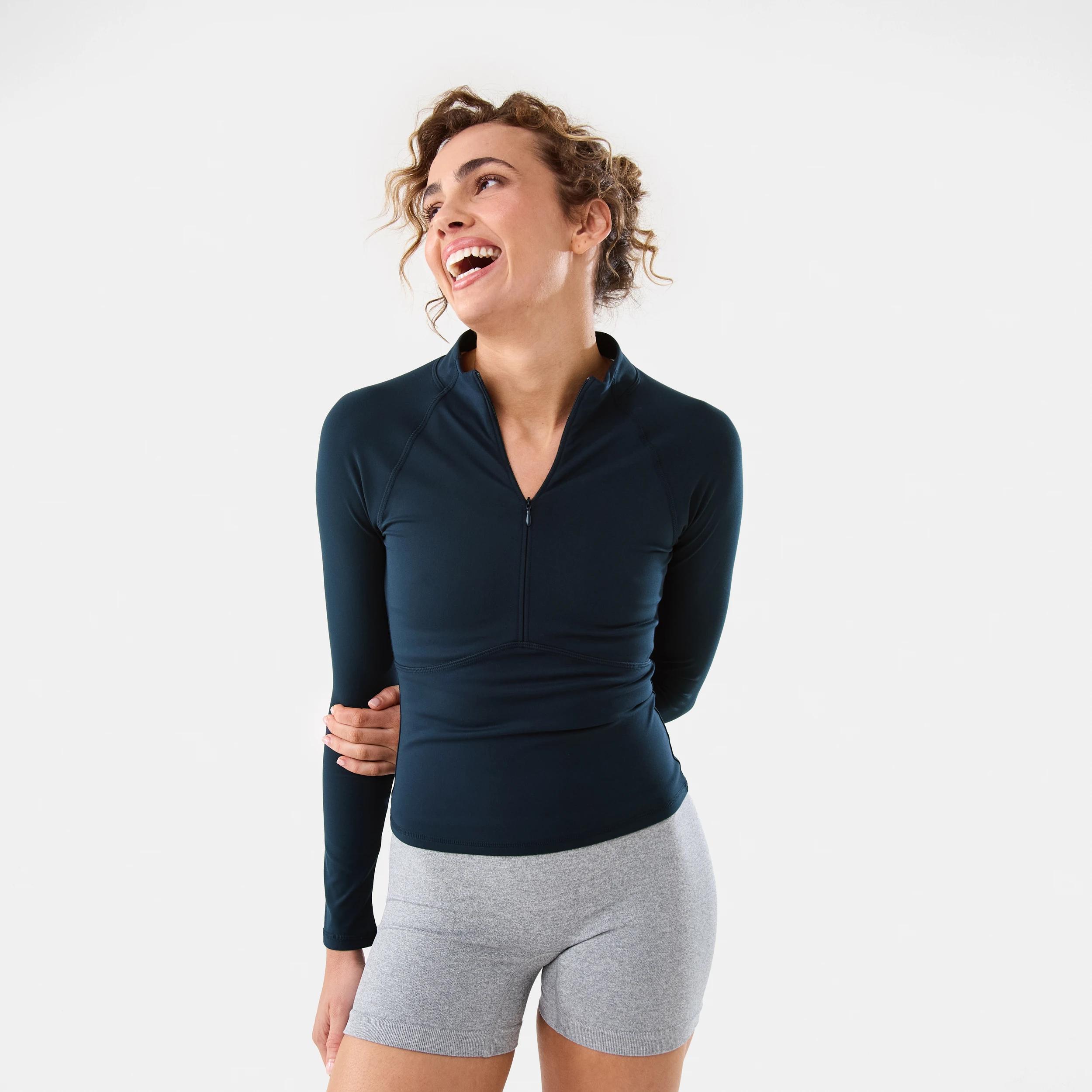 1 Active Womens Long Sleeve 1/4 Zip Ultrasoft Top SHADE NAVY, 1 of 6