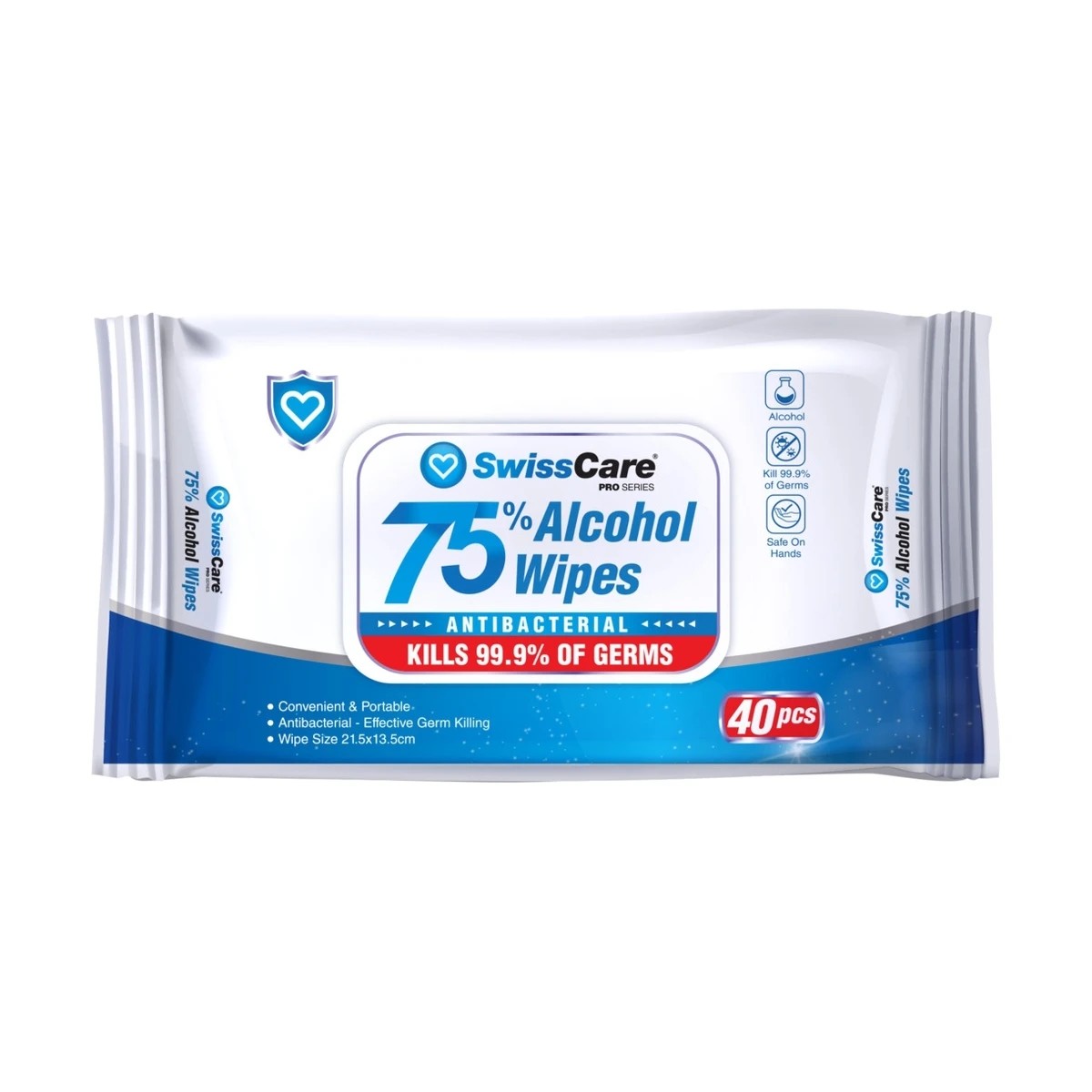 1 SwissCare 40 Pack Antibacterial Wipes, 1 of 2