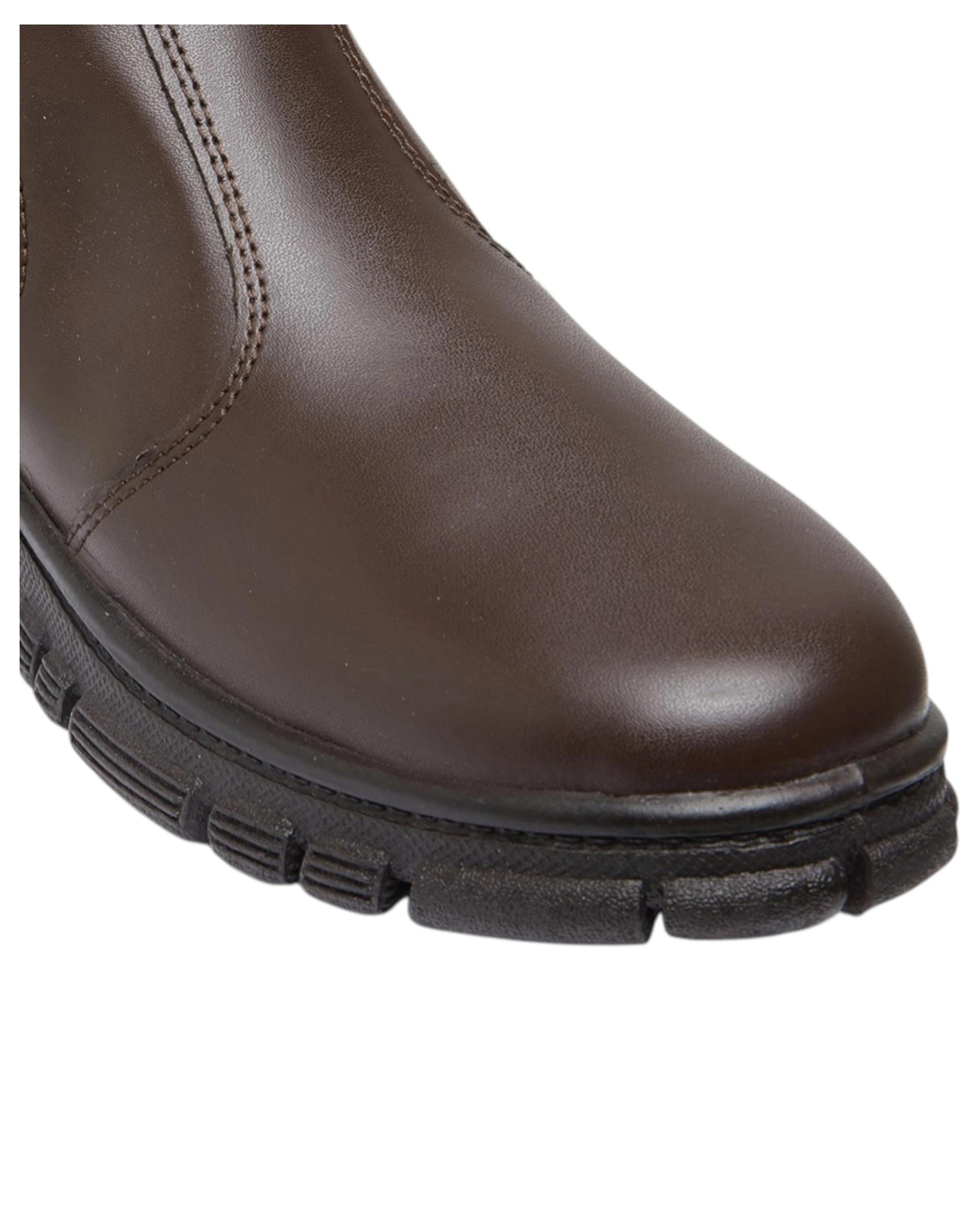 4 Grosby New Ranch Junior Boys Boots Brown School Leather Slip On Shoes BROWN, 4 of 4
