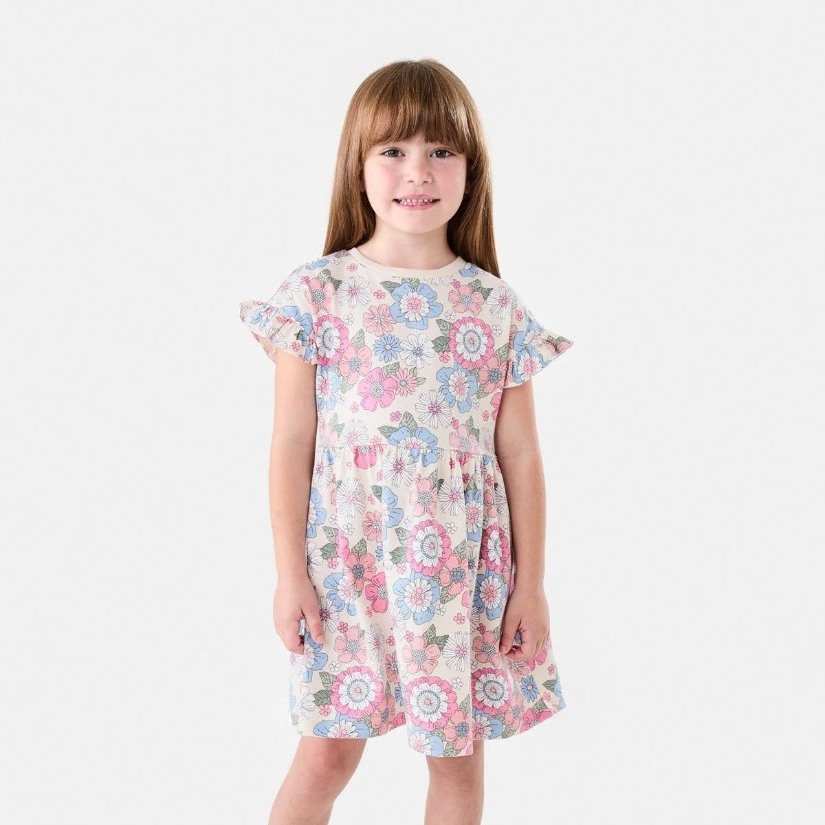 1 Jersey Dress RETRO BLOOMS CHALK, 1 of 7