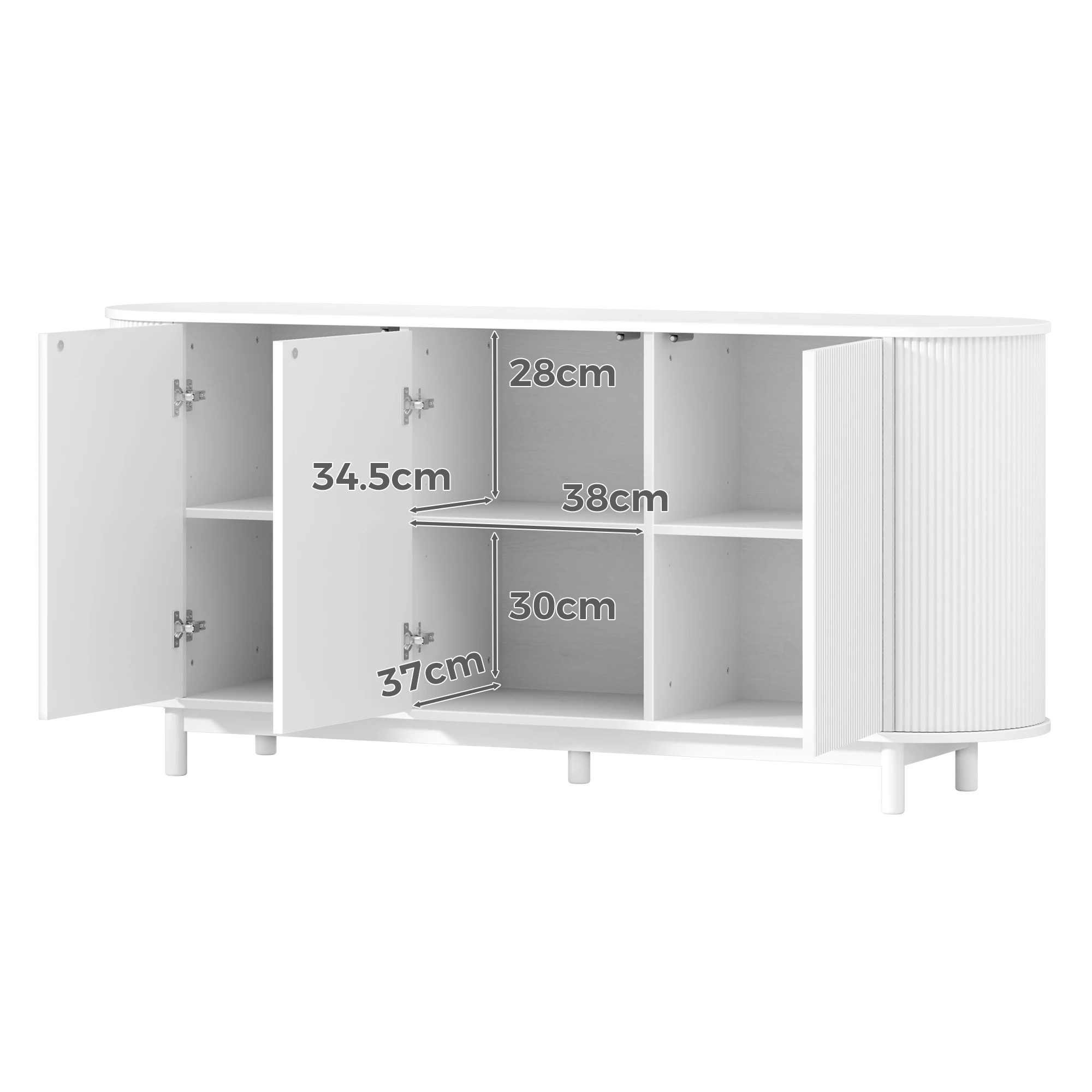 9 Alfordson Buffet Sideboard Cupboard Cabinet Storage Kitchen Pantry Hallway Table - White, 9 of 10