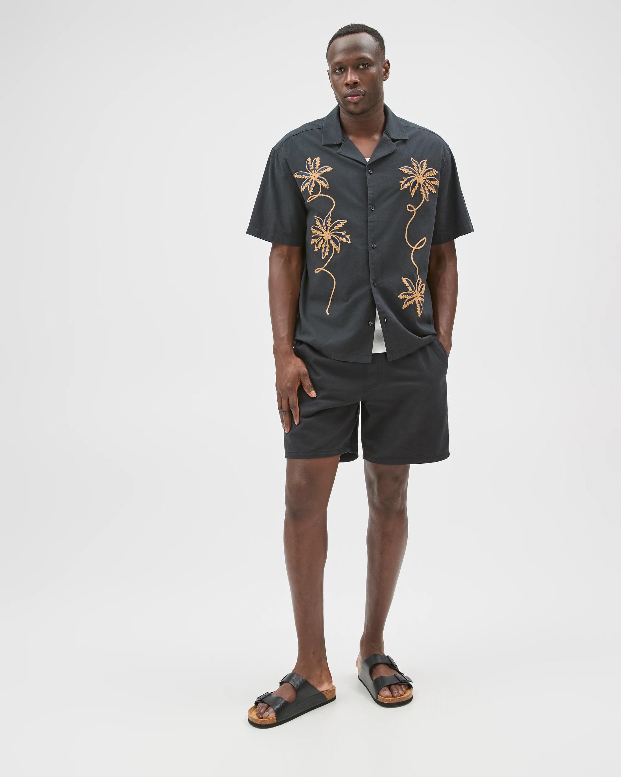 4 Commons Australian Cotton Short Sleeve Embroidered Boxy Fit Shirt BLACK, 4 of 7