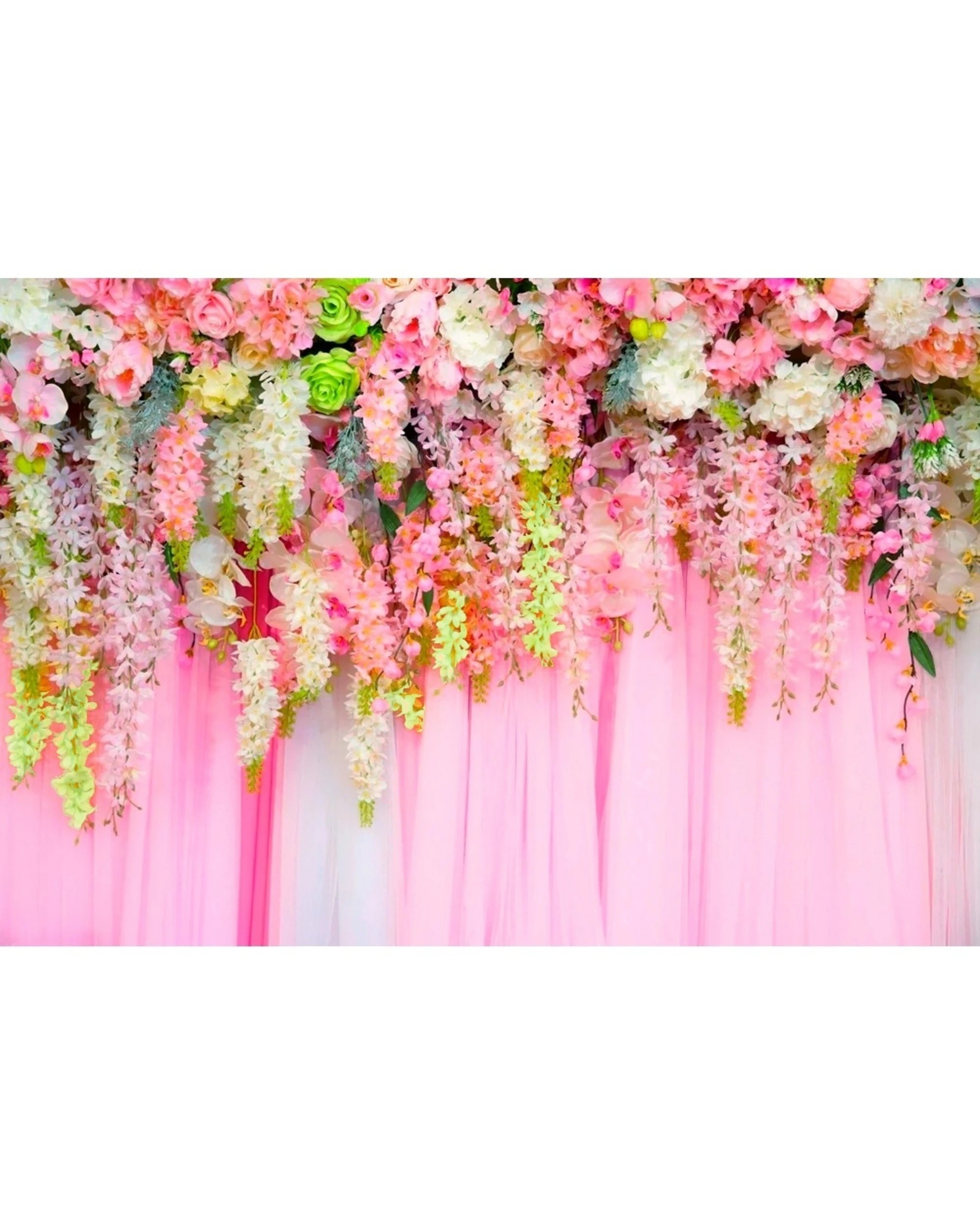 1 Pink Floral Curtain Large Printed Fabric Backdrop, 1 of 5