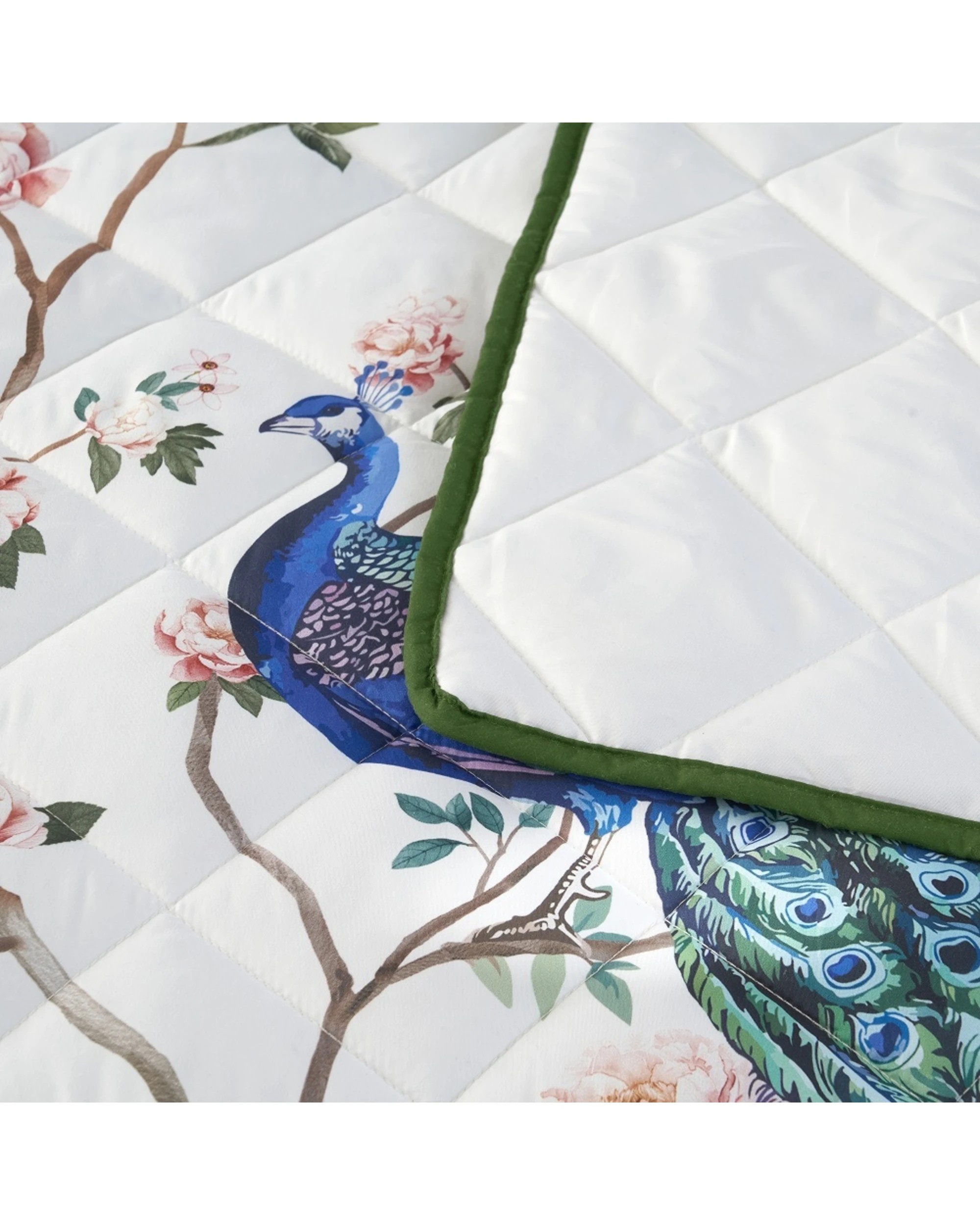 4 Bianca Priya Peacock Floral Print Quilted Bedspread Set - King Bed - Pattern, 4 of 4