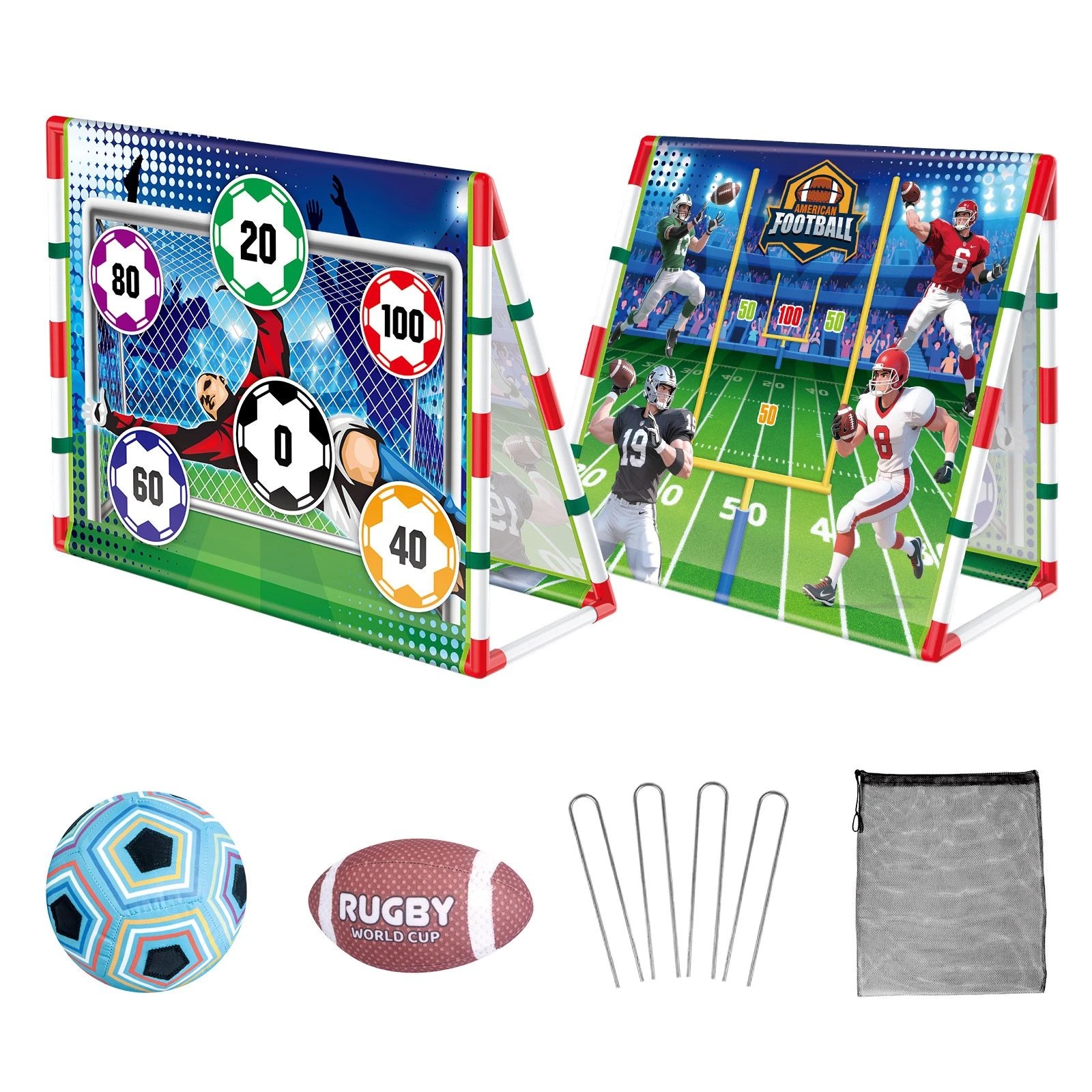 4 Ausway Kids Soccer Goal Net Target Game Childrens Football Pitching Practice, 4 of 7