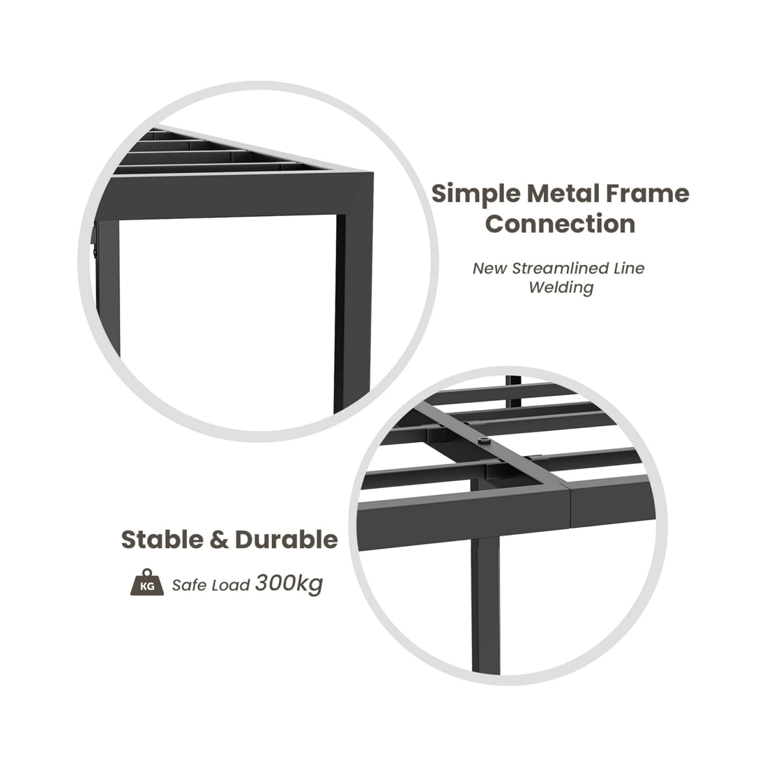 4 Advwin Queen Metal Bed Frame Black, 4 of 5