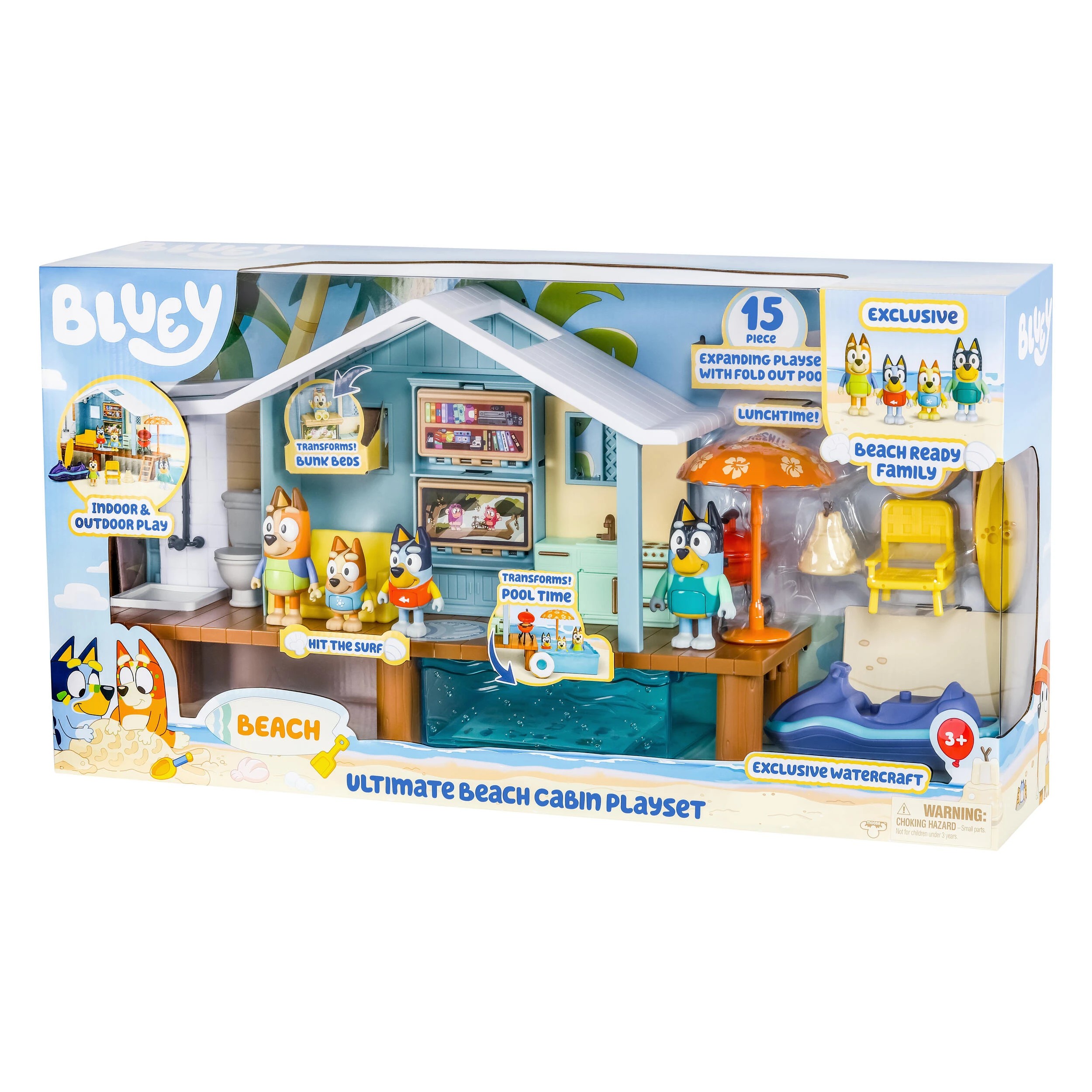 2 15 Piece Bluey Ultimate Beach Cabin Playset, 2 of 9