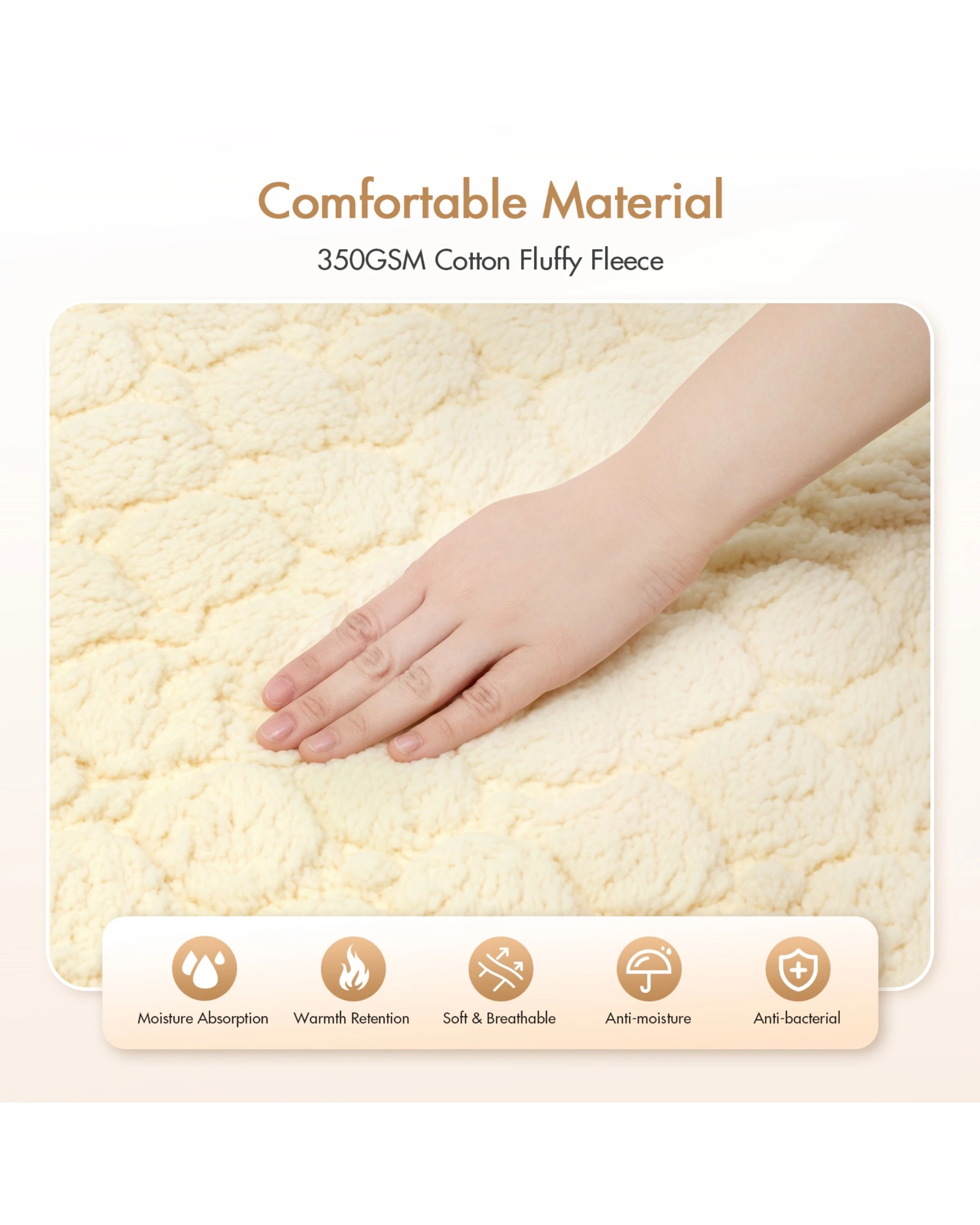 5 Advwin Double Size Electric Blanket Cotton Fluff Heated Mattress Pad With Dual Control 3 Heating Settings Beige, 5 of 9