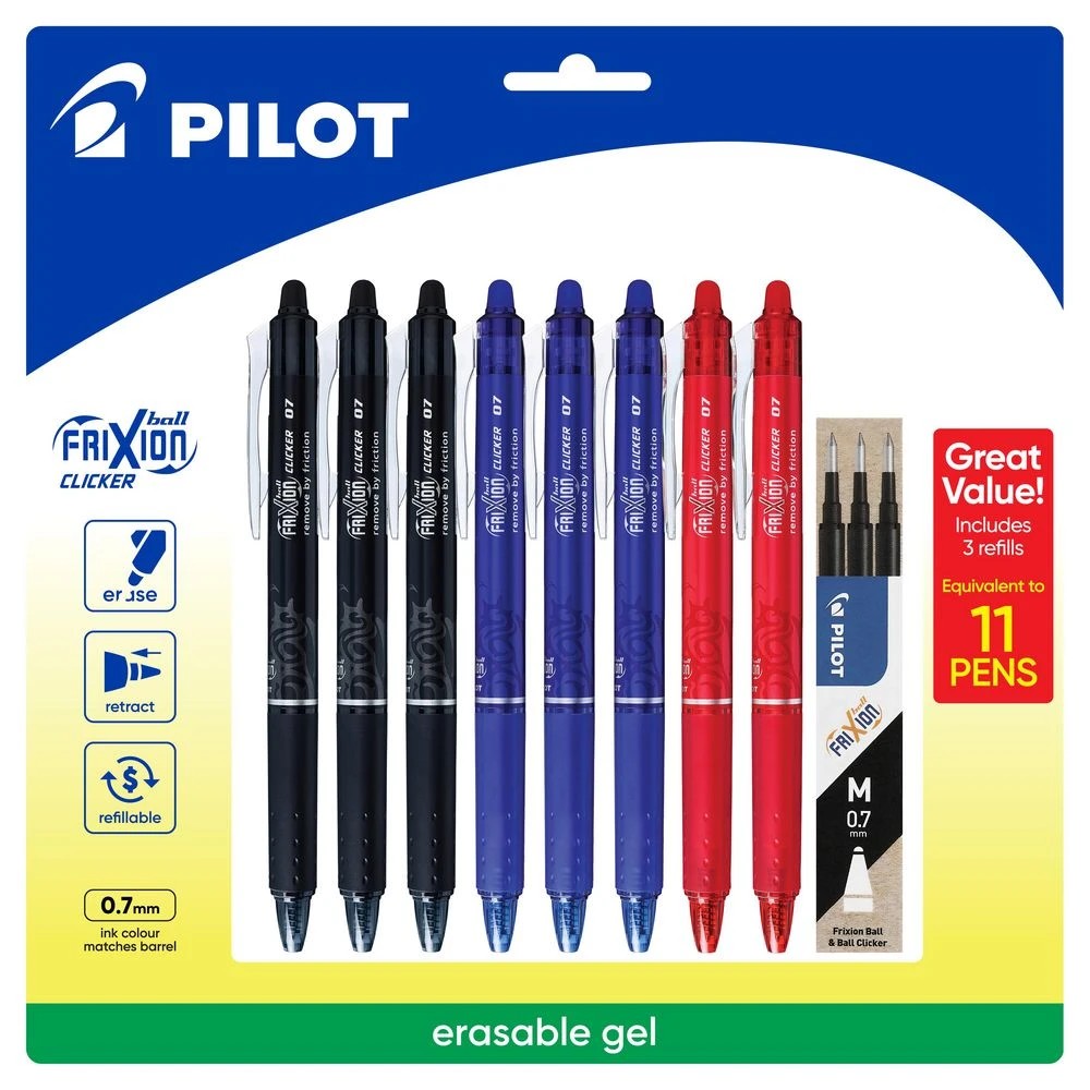 1 PILOT FriXion Clicker Erasable Gel 0.7mm Assorted 11 Pack, 1 of 9