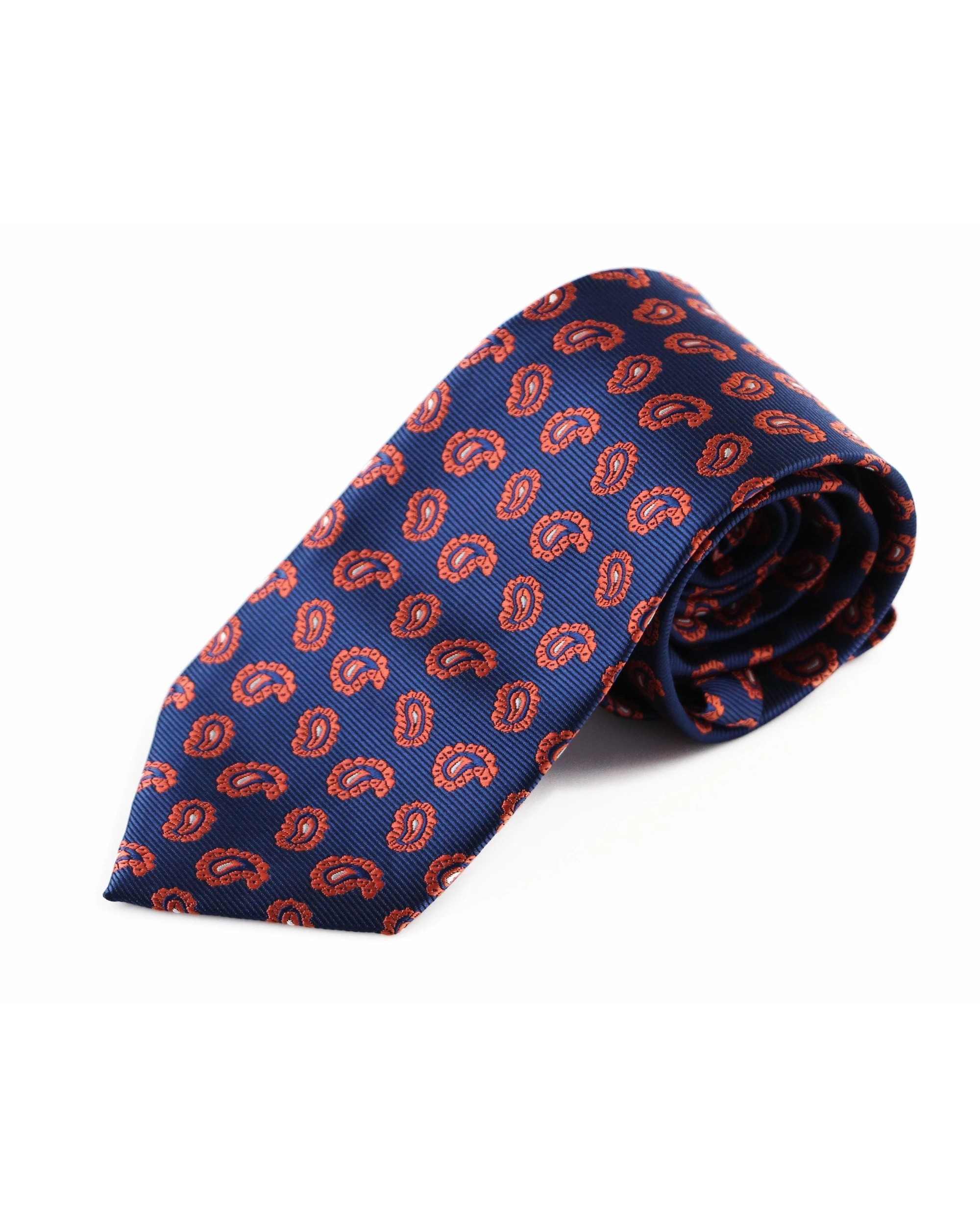 2 Zasel Navy & Orange Floating Paisley Design Patterned 8cm Neck Tie - Multi, 2 of 3