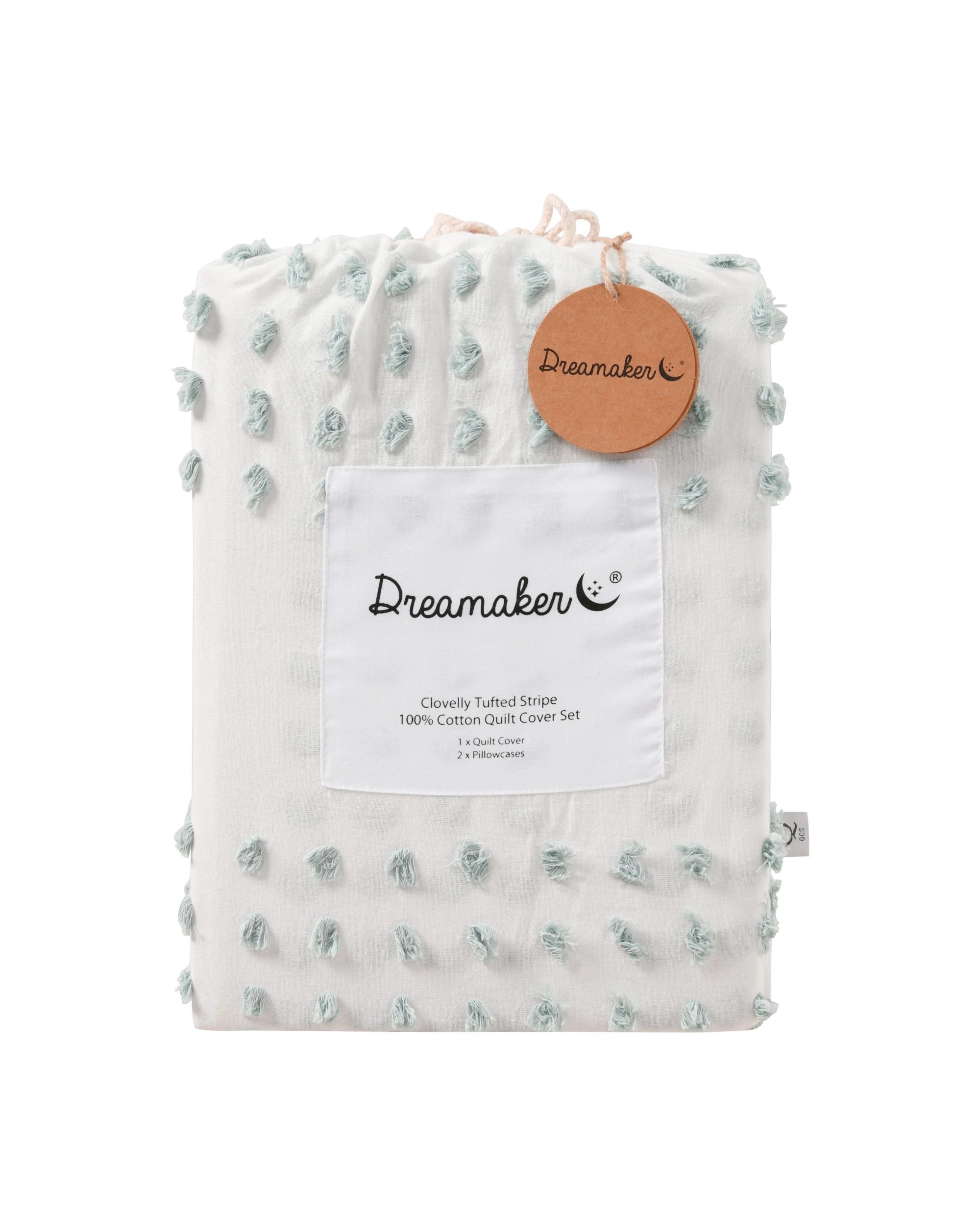 6 Dreamaker Clovelly Tufted Stripe Quilt Cover Set - Queen Bed - White, 6 of 7