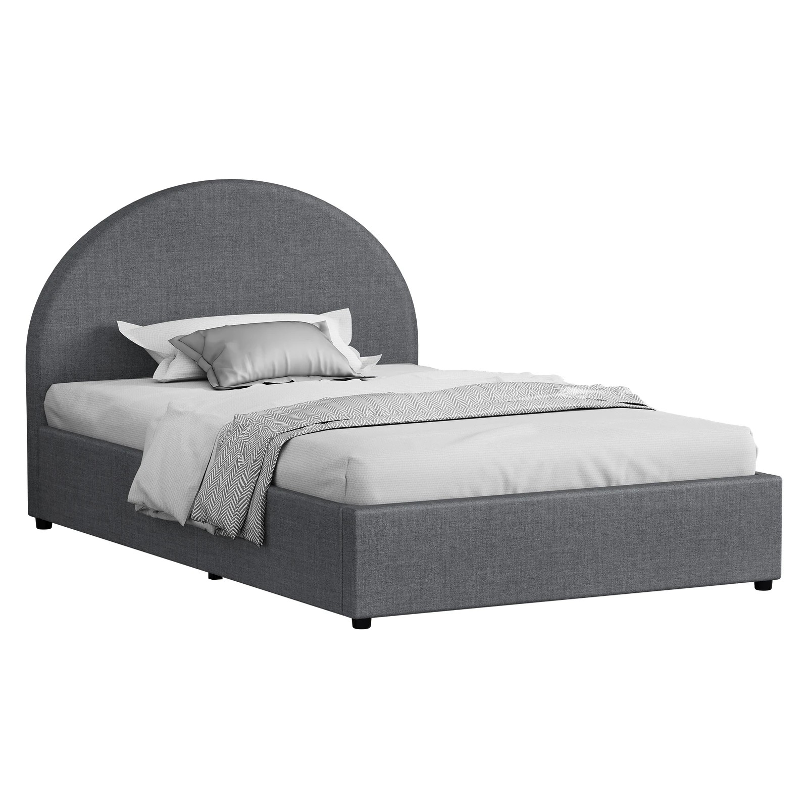 1 Alfordson Bed Frame King Single Gas Lift Base With Storage Fabric Howell - Grey, 1 of 10