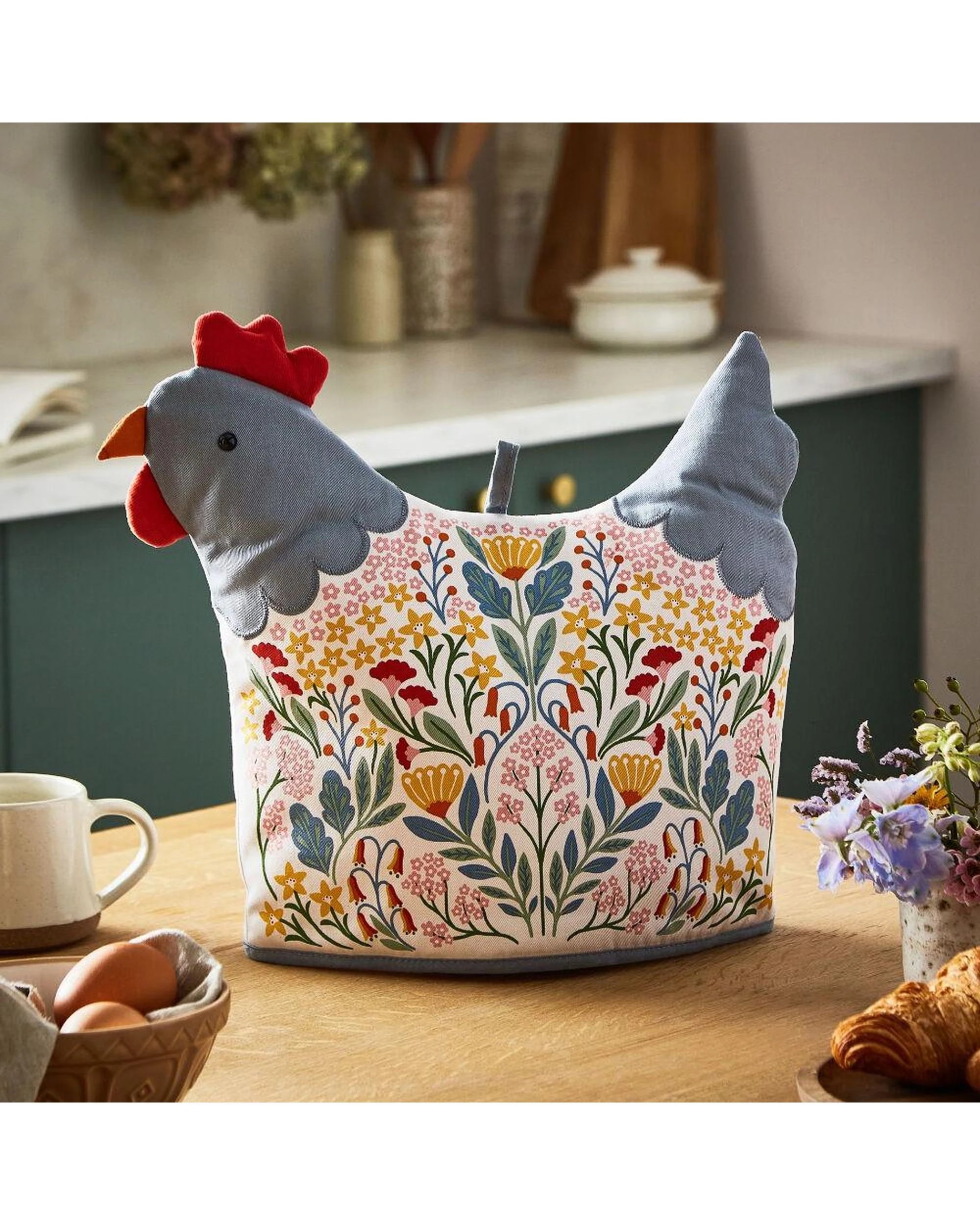 2 Ulster Weavers Folk Chicken Shaped Tea Cosy MultiColoured  29 x 33 x 3cm, 2 of 2