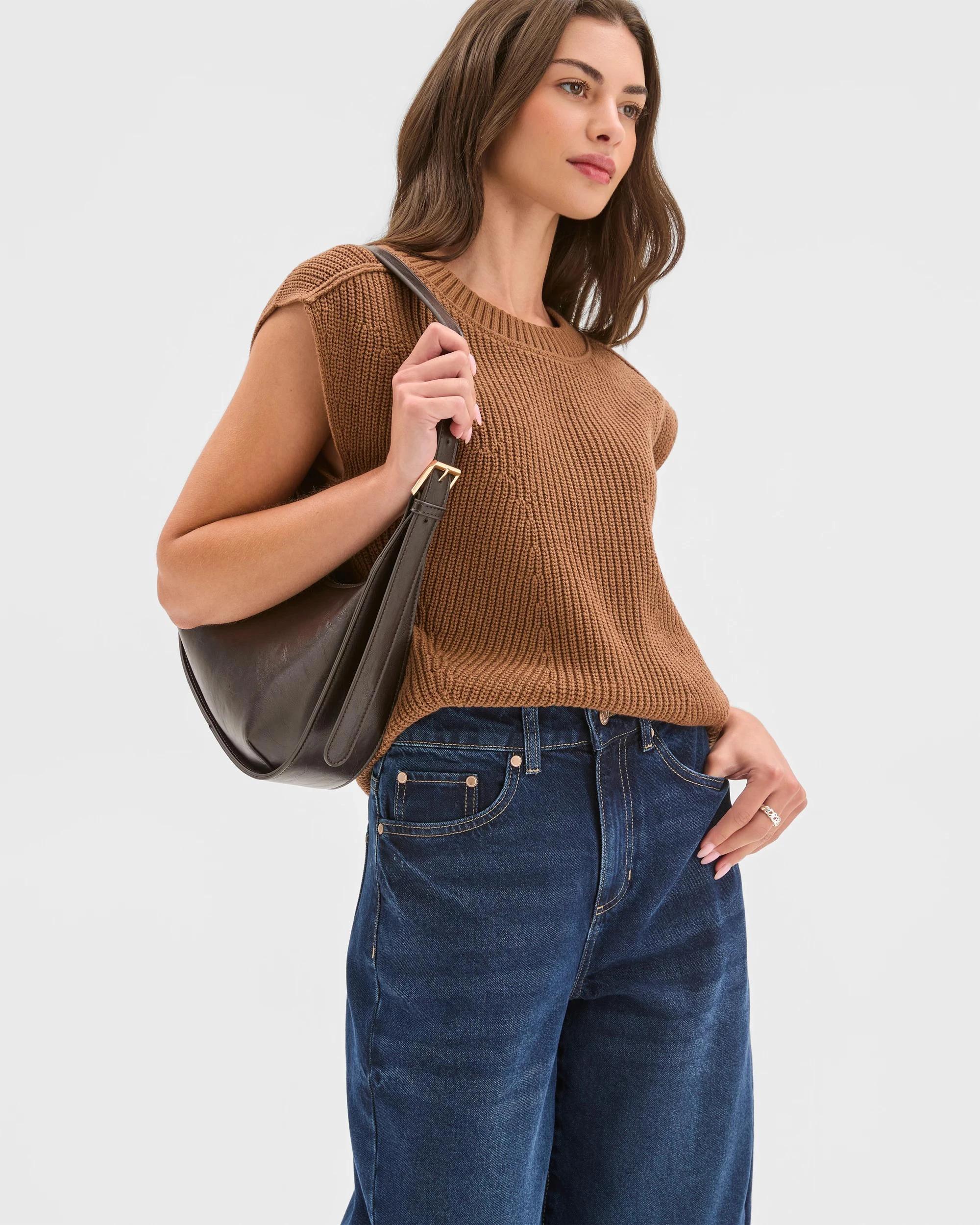 1 Target Petites Petites Australian Cotton Blend Sleeveless Split Hem Vest PARTRIDGE, 1 of 6