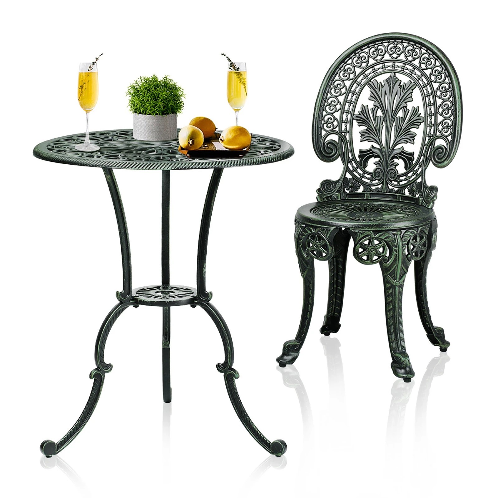5 Livsip Bistro Setting Outdoor Cast Aluminium Table Chair Garden Furniture 3piece
 - Bronze, 5 of 10