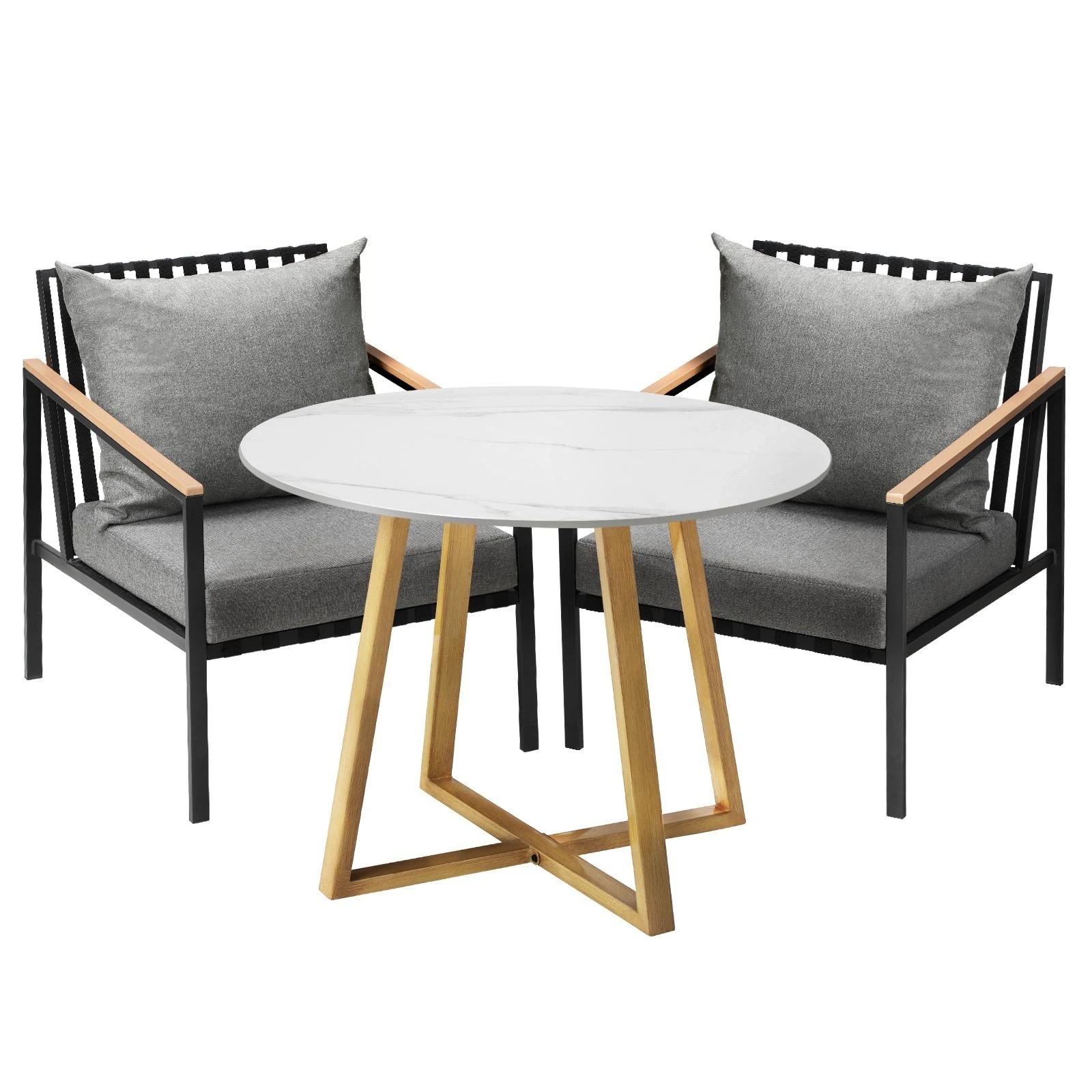 1 Livsip 3 Piece Outdoor Dining Setting Sintered Stone Table Patio Furniture Set
 - Multi, 1 of 4