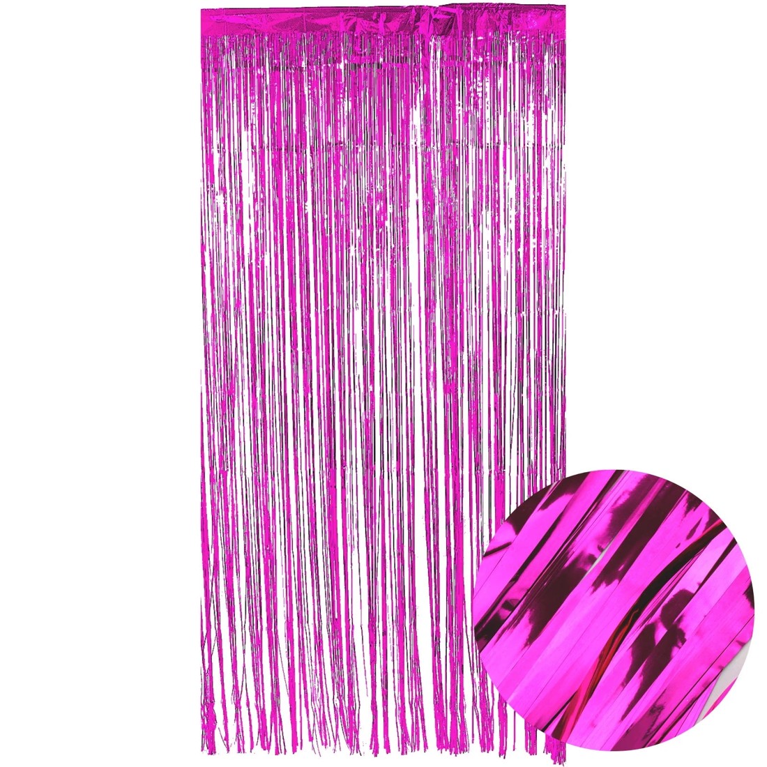 1 Party Maker Metallic Foil Backdrop Curtain 100cm x 200cm - Hot Pink, 1 of 1