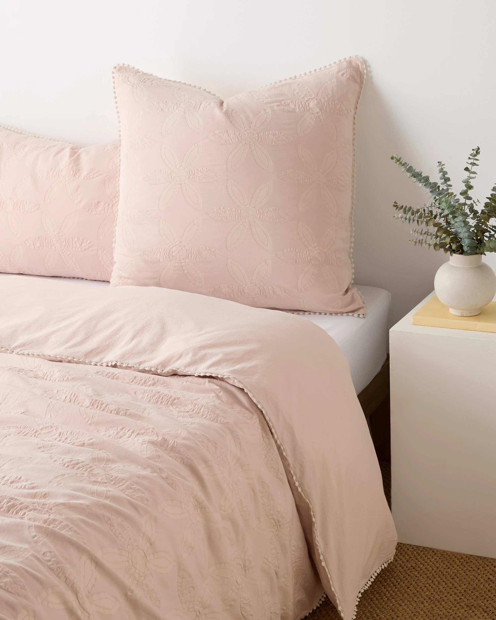 1 Target Zarah Textured Floral Australian Cotton European Pillowcase - One Size - Pink, 1 of 2