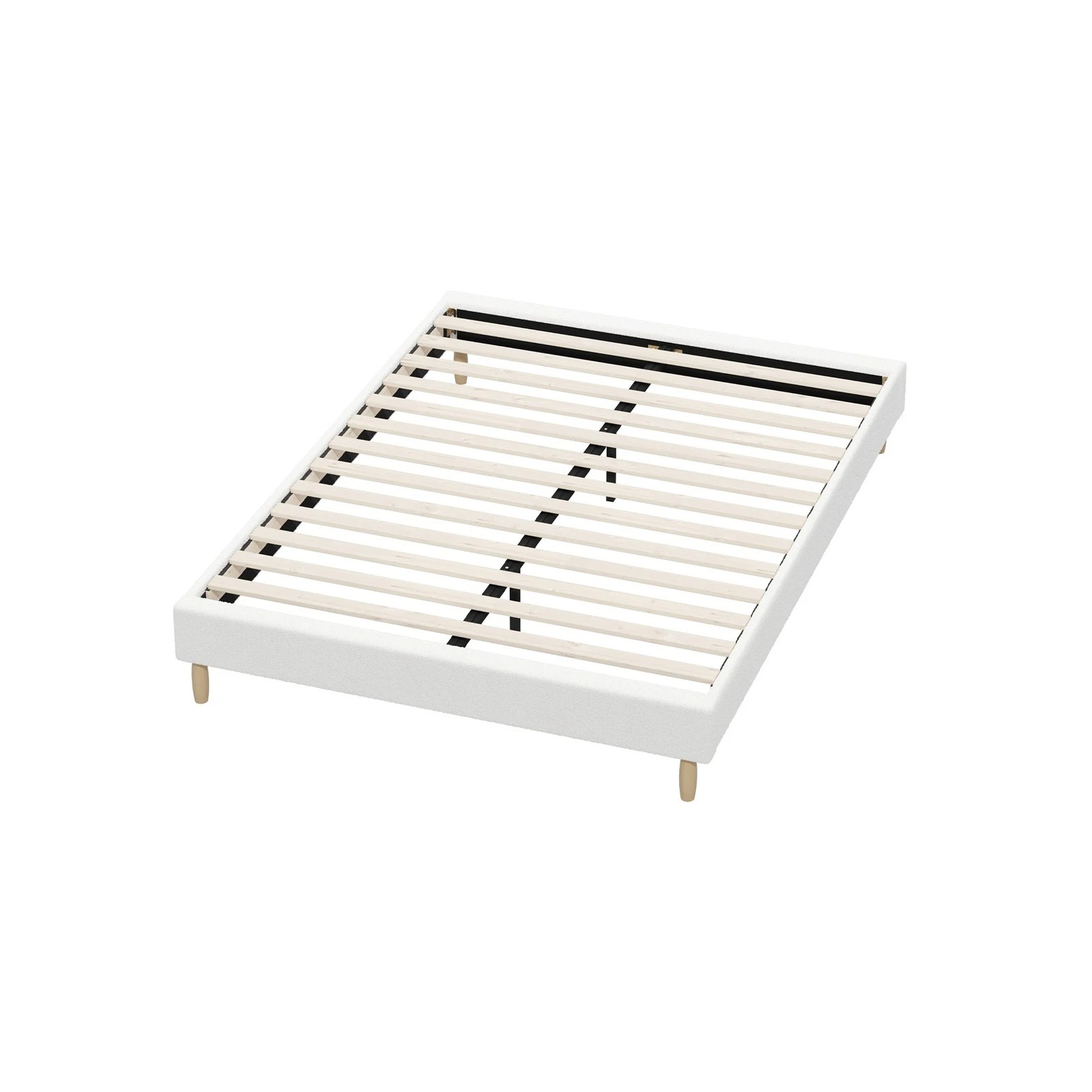 8 Oikiture Double Bed Base Boucle Bed Frame
 - White, 8 of 10