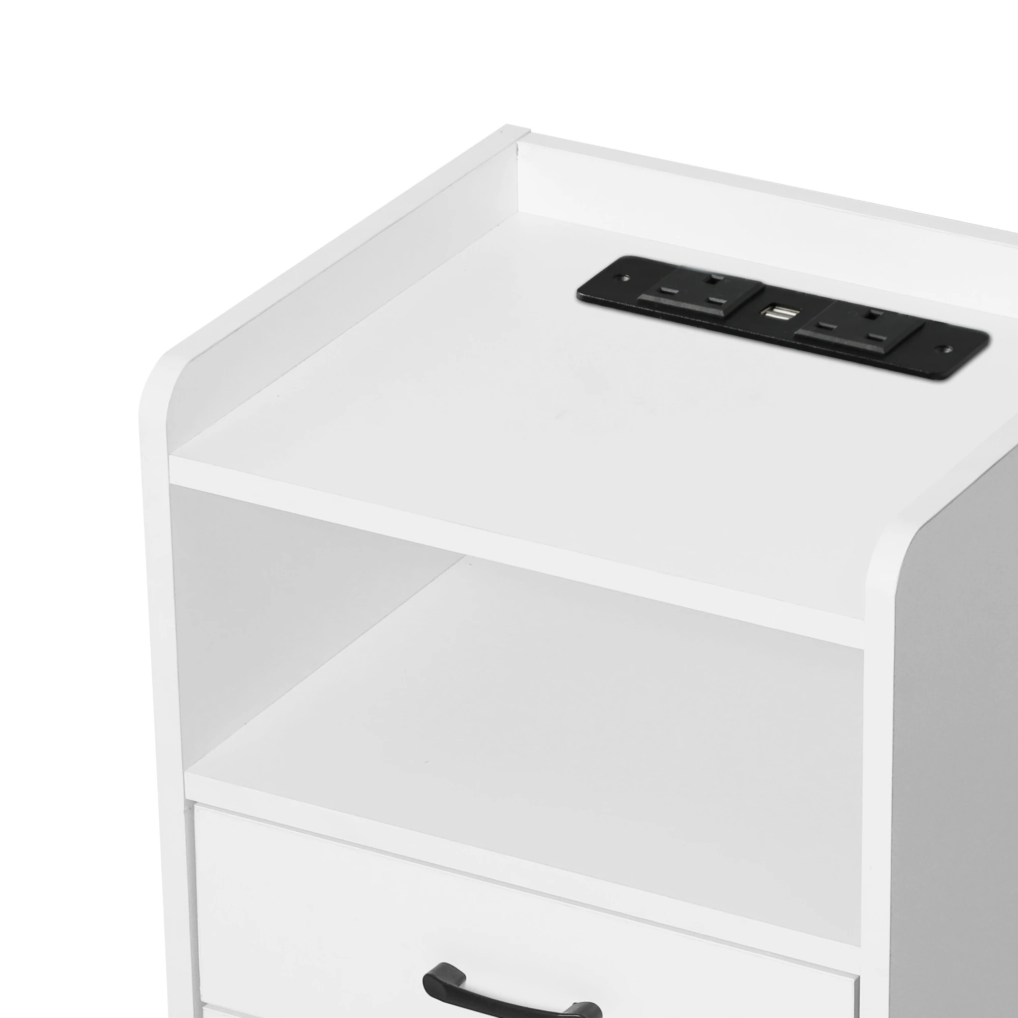 4 Levede Bedside Table With Charging Station White, 4 of 6