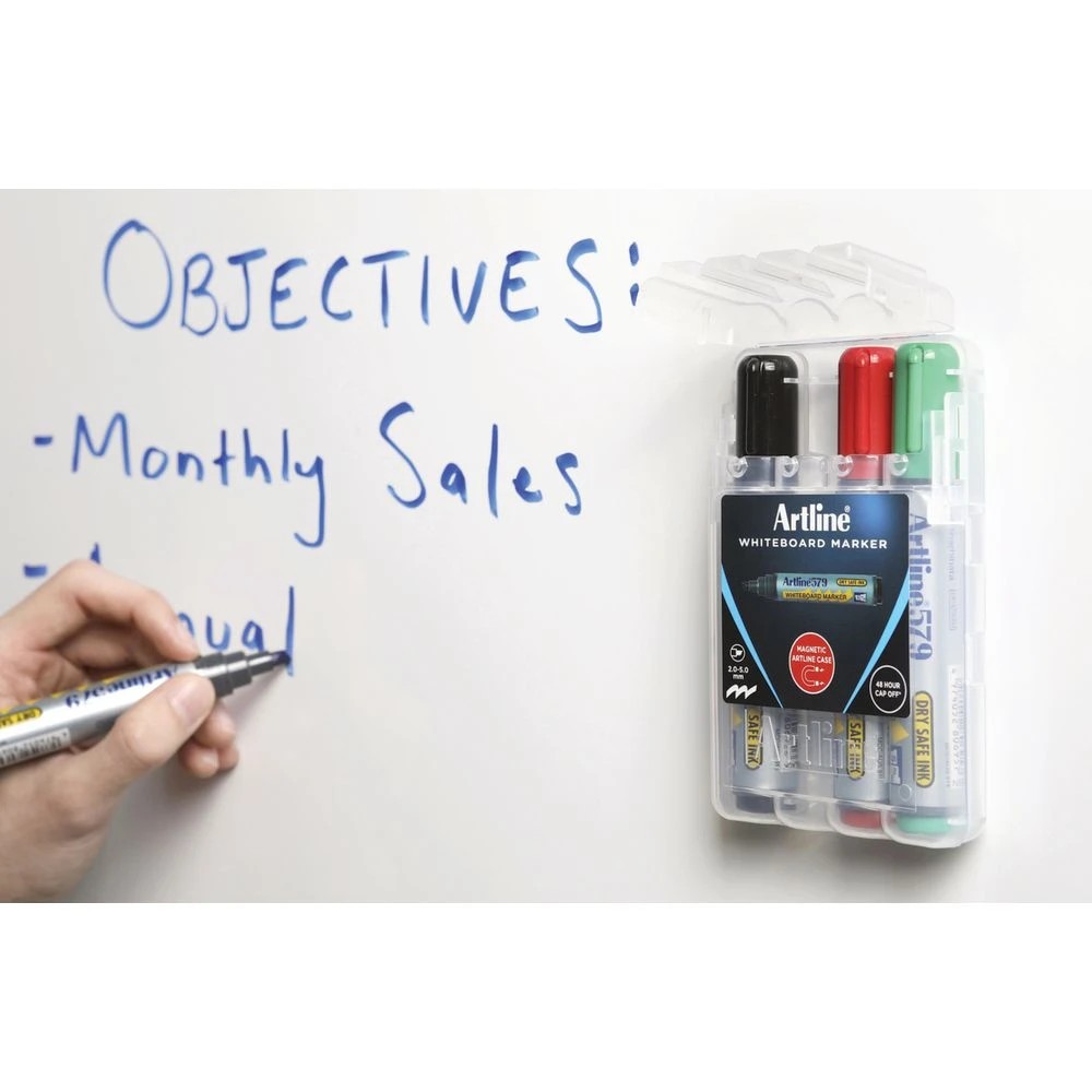 5 Artline 579 Whiteboard Markers Chisel Assorted 4 Pack, 5 of 5