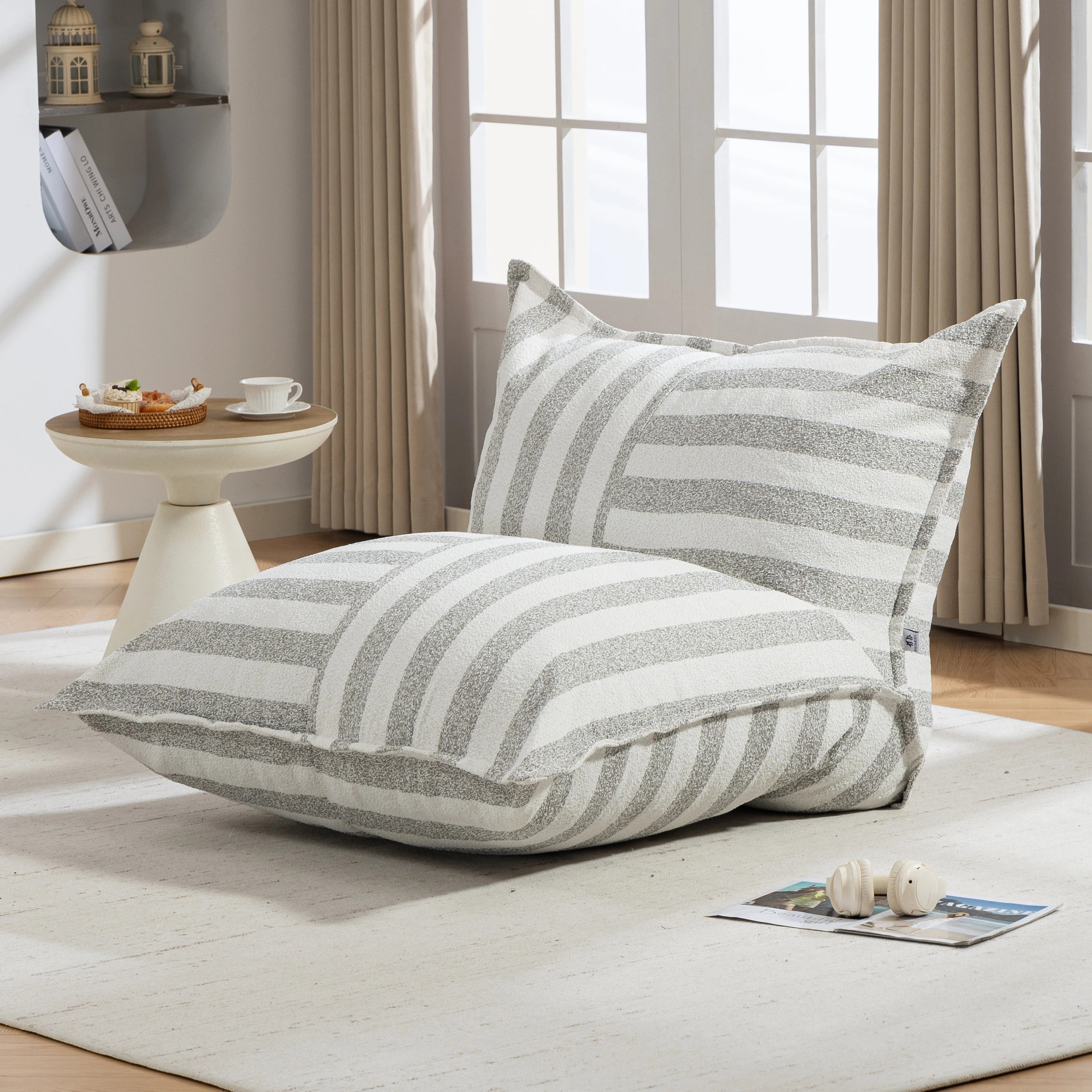 8 IHOMDEC L-Shape Outdoor Boucle Compression Sofa Grey&White - Multi, 8 of 9