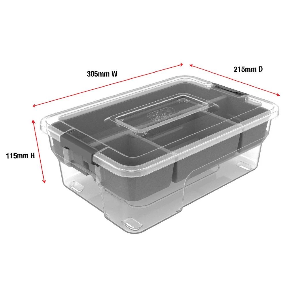 4 Ezy Storage 5L Sort It Storage Container Transparent Grey, 4 of 9