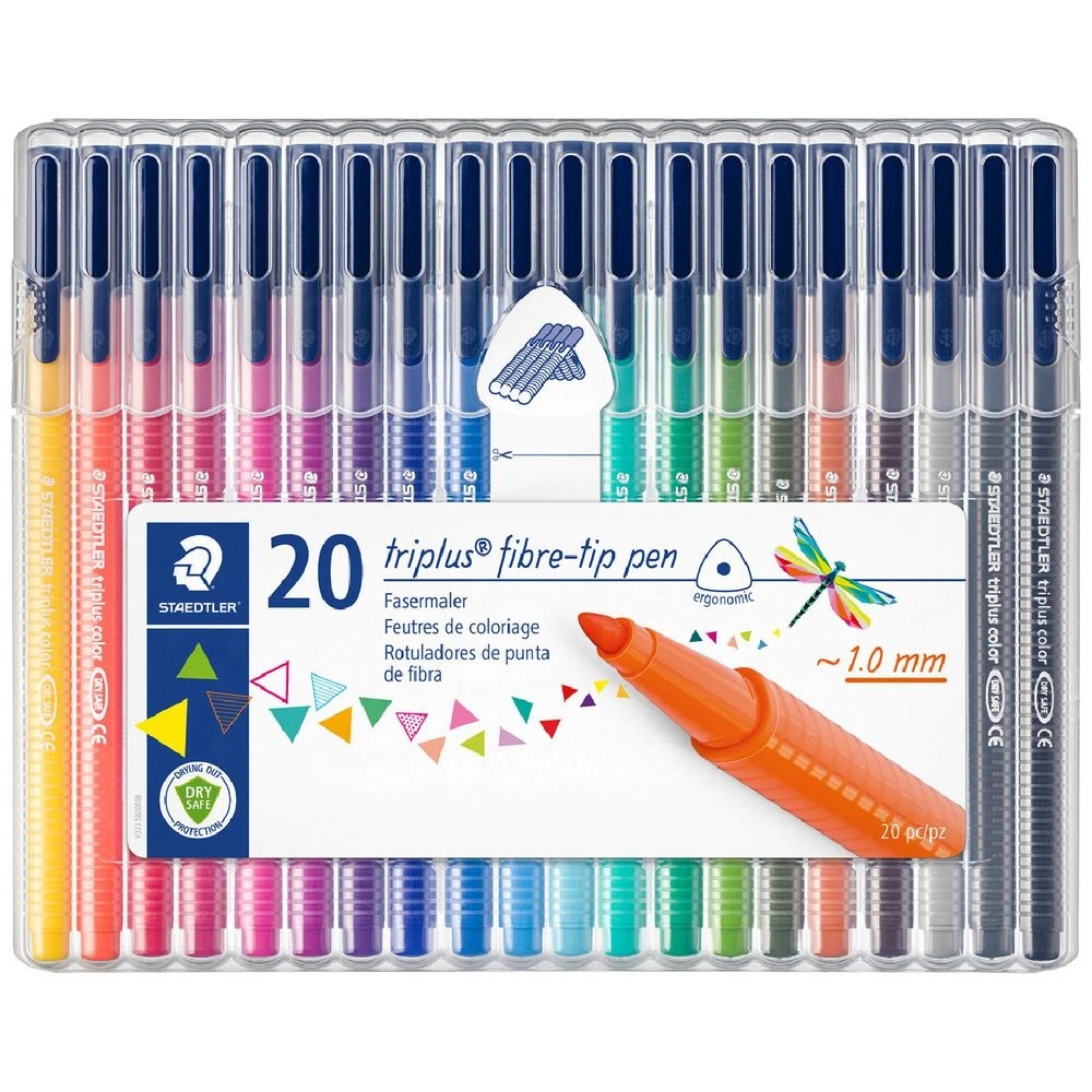 1 Staedtler Tri Plus Fibre Tip Pens Brilliant Colours Pack 20, 1 of 7