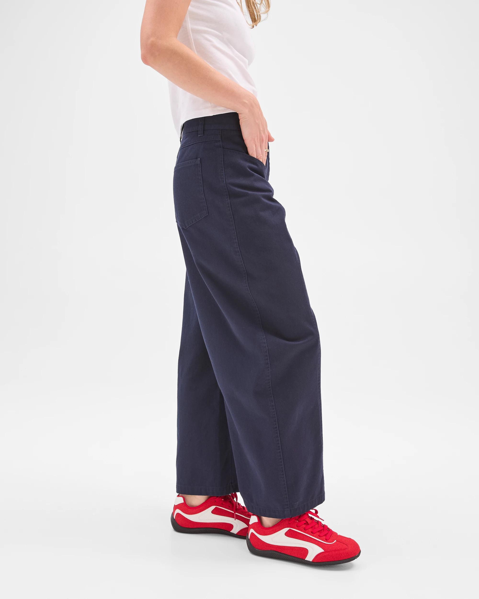 5 Lily Loves Australian Cotton Curved Pocket Barrel Leg Pants DEEP NAVY, 5 of 7