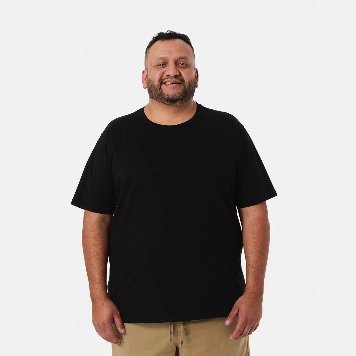 1 Men's Larger Size Basic Short Sleeve T-shirt Black, 1 of 7