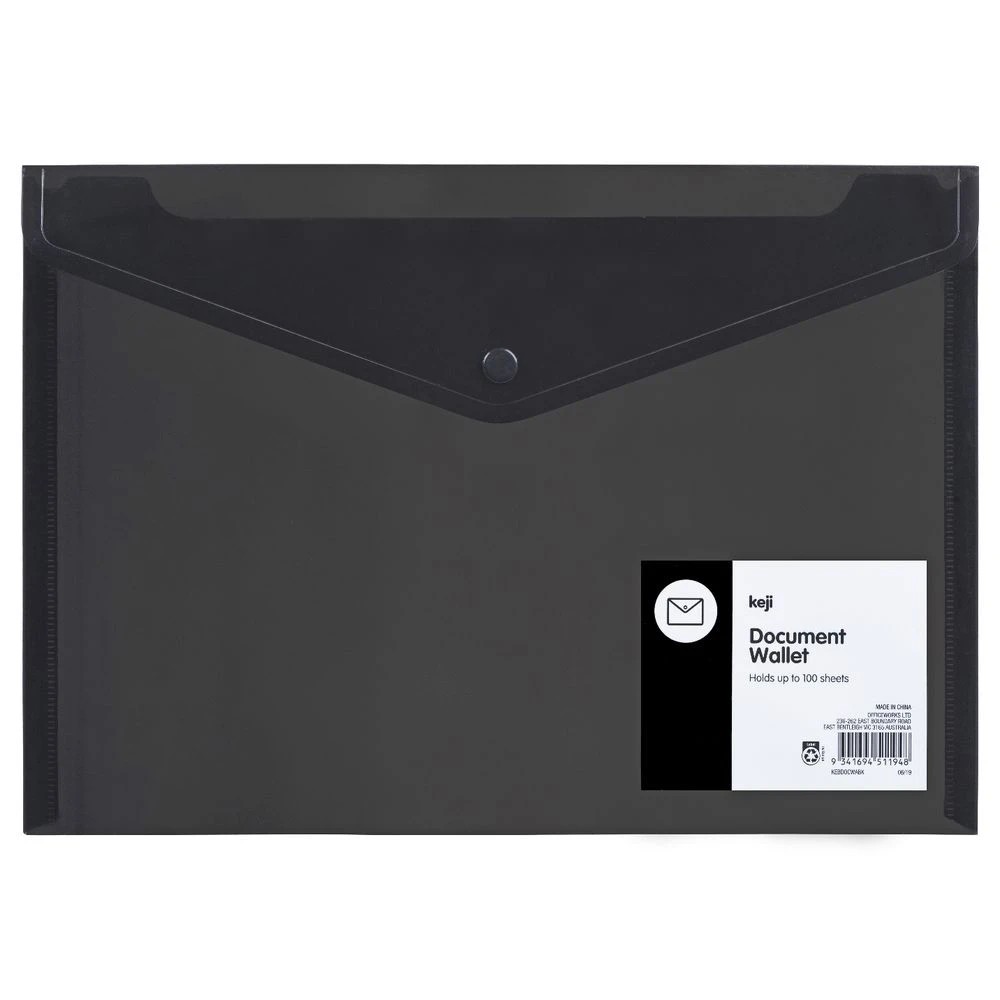 2 Keji A4 Button Document Wallet Black, 2 of 2