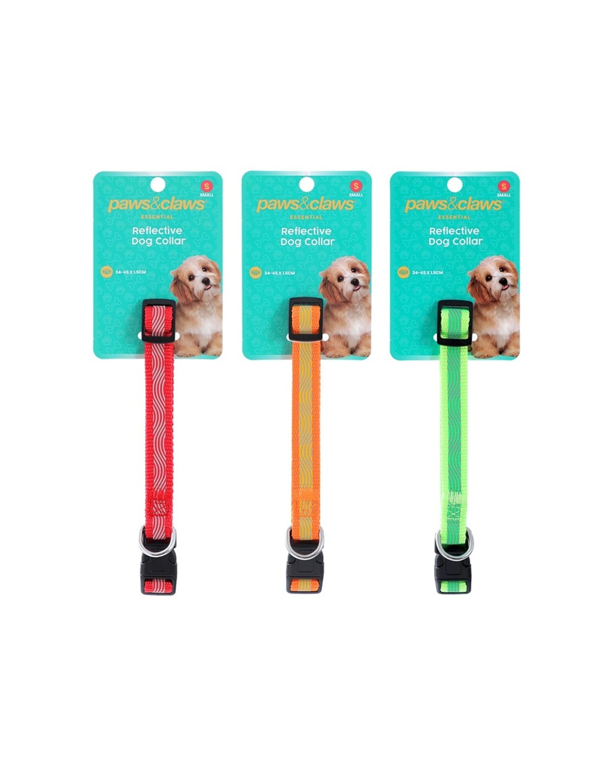 3 Paws & Claws 3PK Reflective Pet Dog Collar Small 34-45x1.5cm - Assorted, 3 of 6