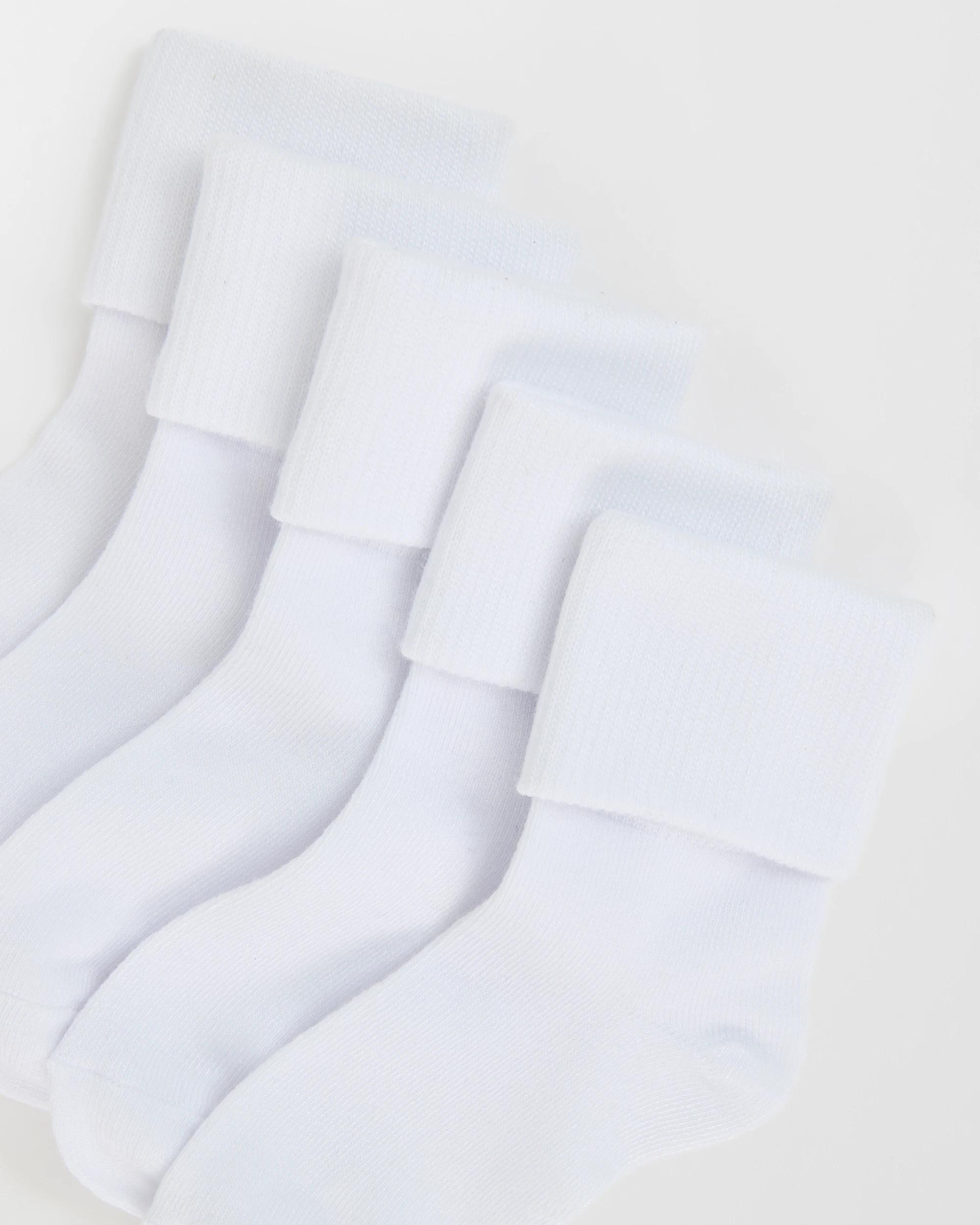 2 Maxx Bamboo 5 Pack Turn Cuff School Socks WHITE, 2 of 3