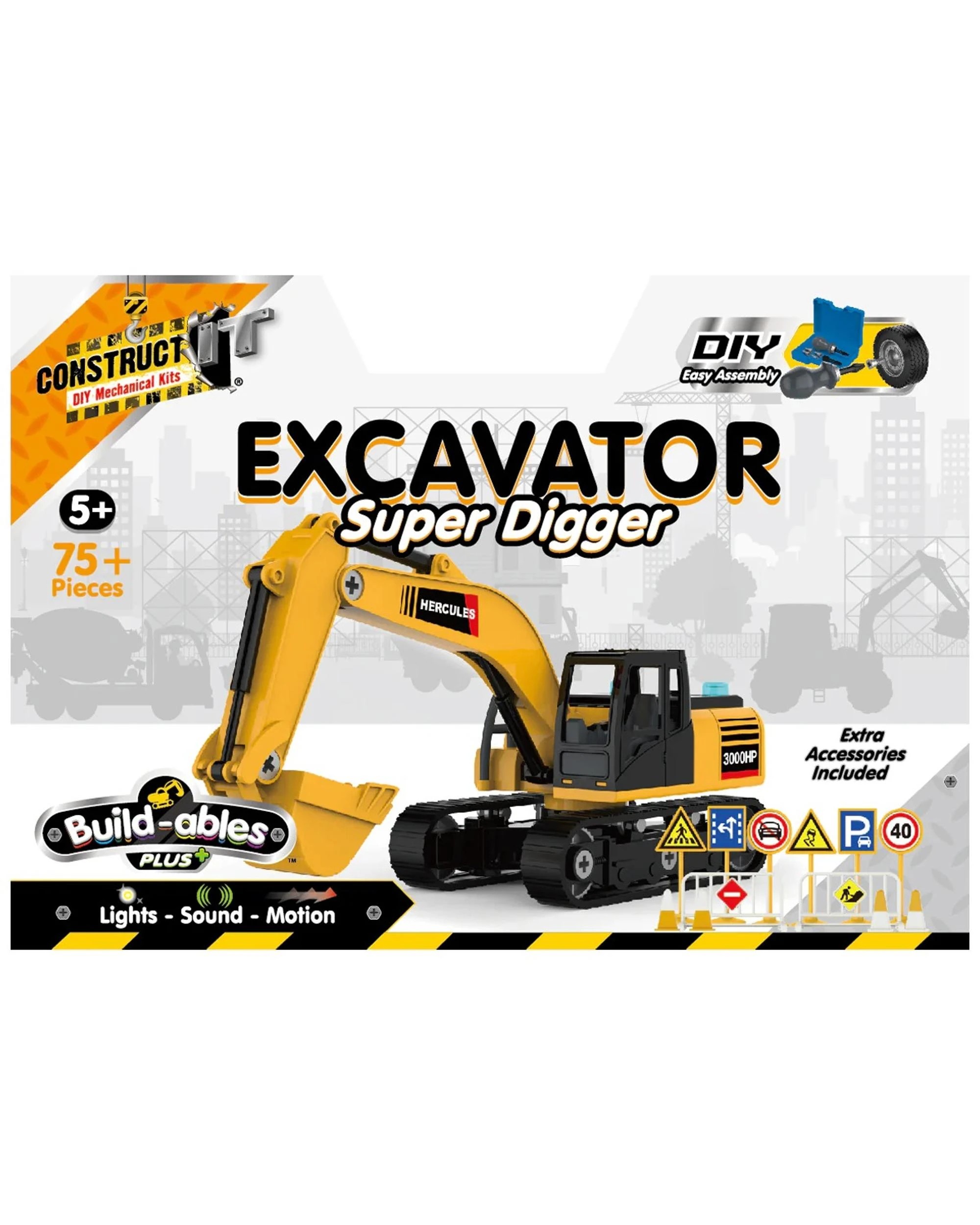 3 Construct It DIY Mechanical Kit Build-ables Plus Site Excavator and Super Digger, 3 of 4