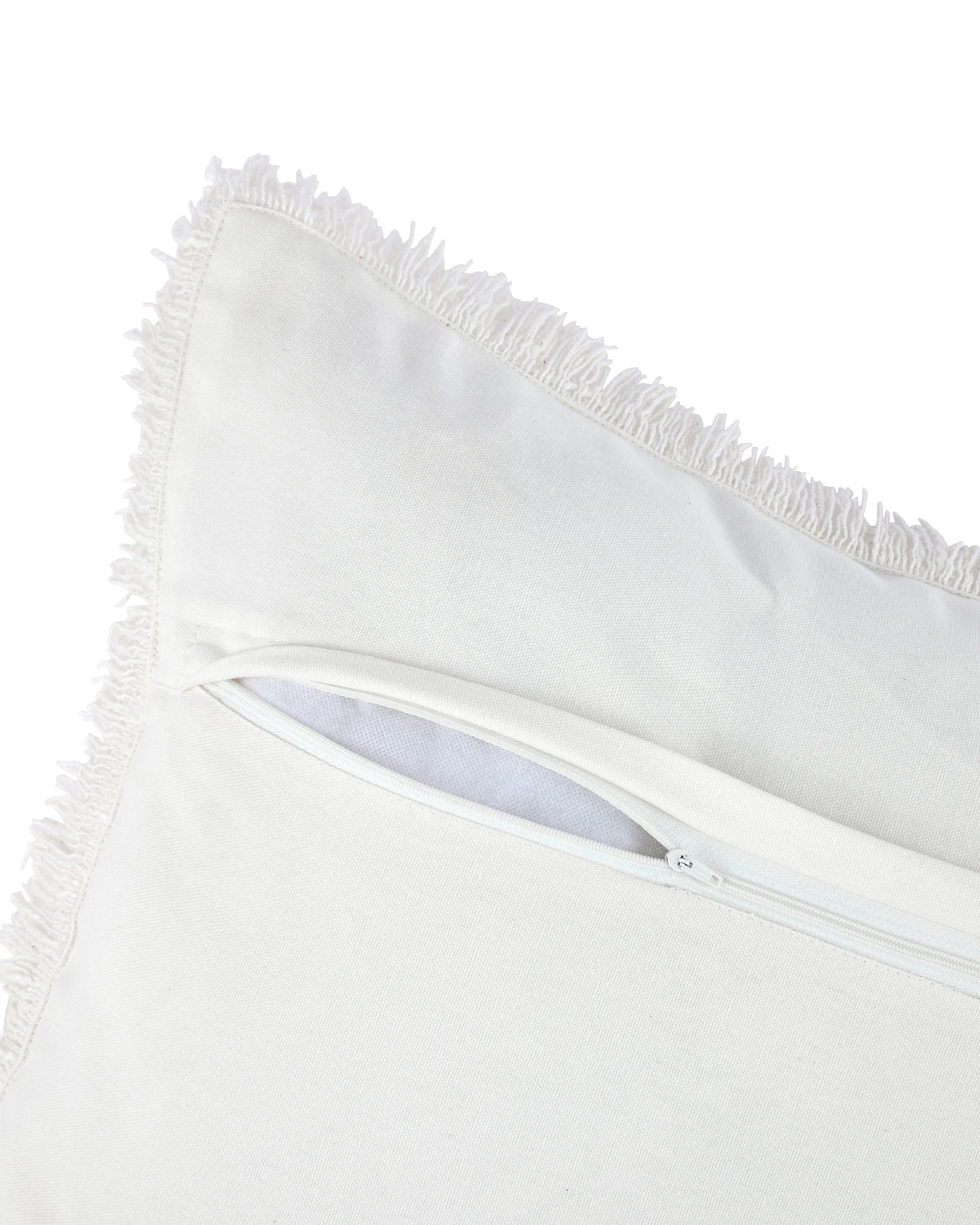 4 60cm Fringe Cushion - White, 4 of 4