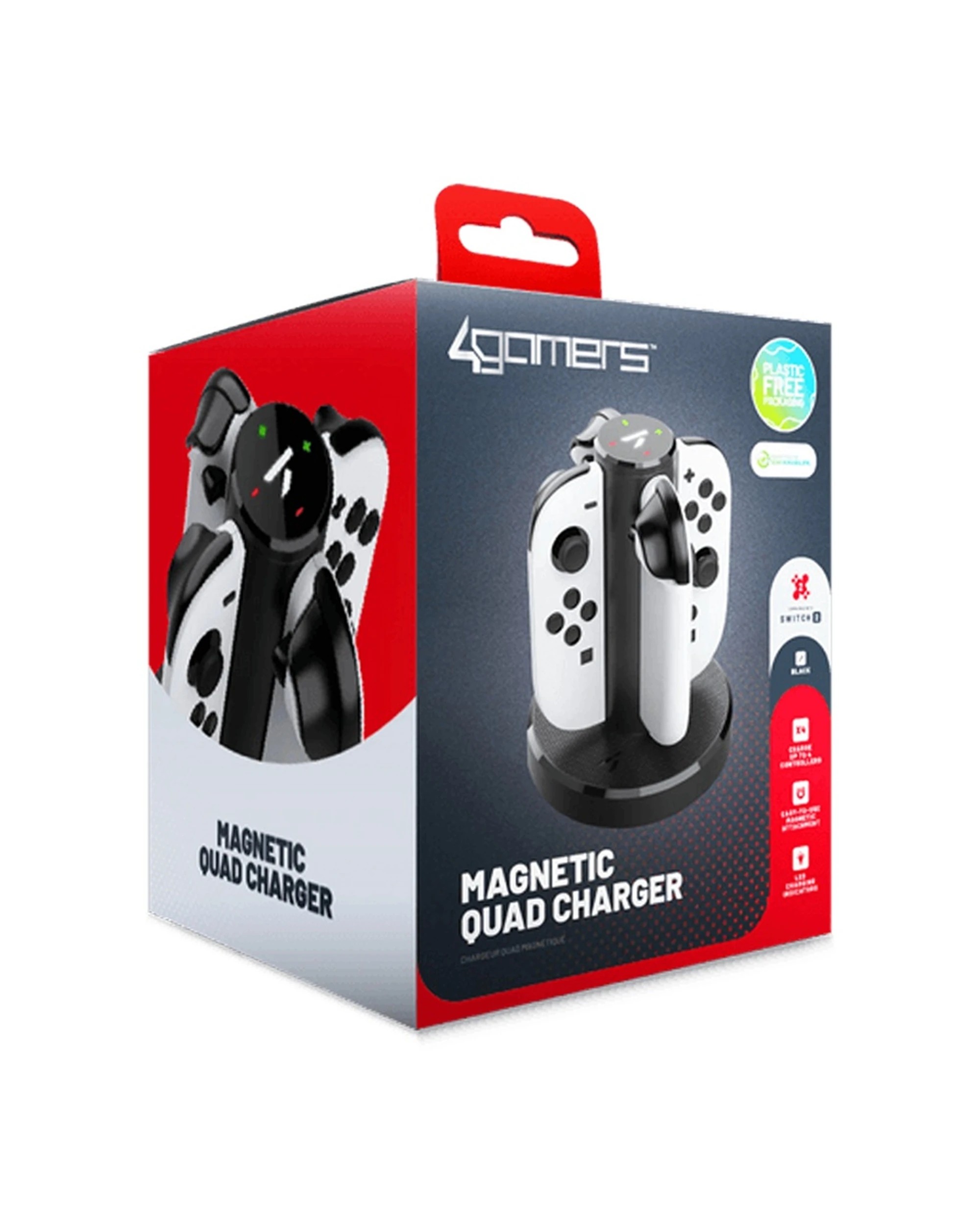 2 4Gamers Magnetic Quad Charger Switch 2 Joy-Con USB Powered LED Indicators - Black, 2 of 5