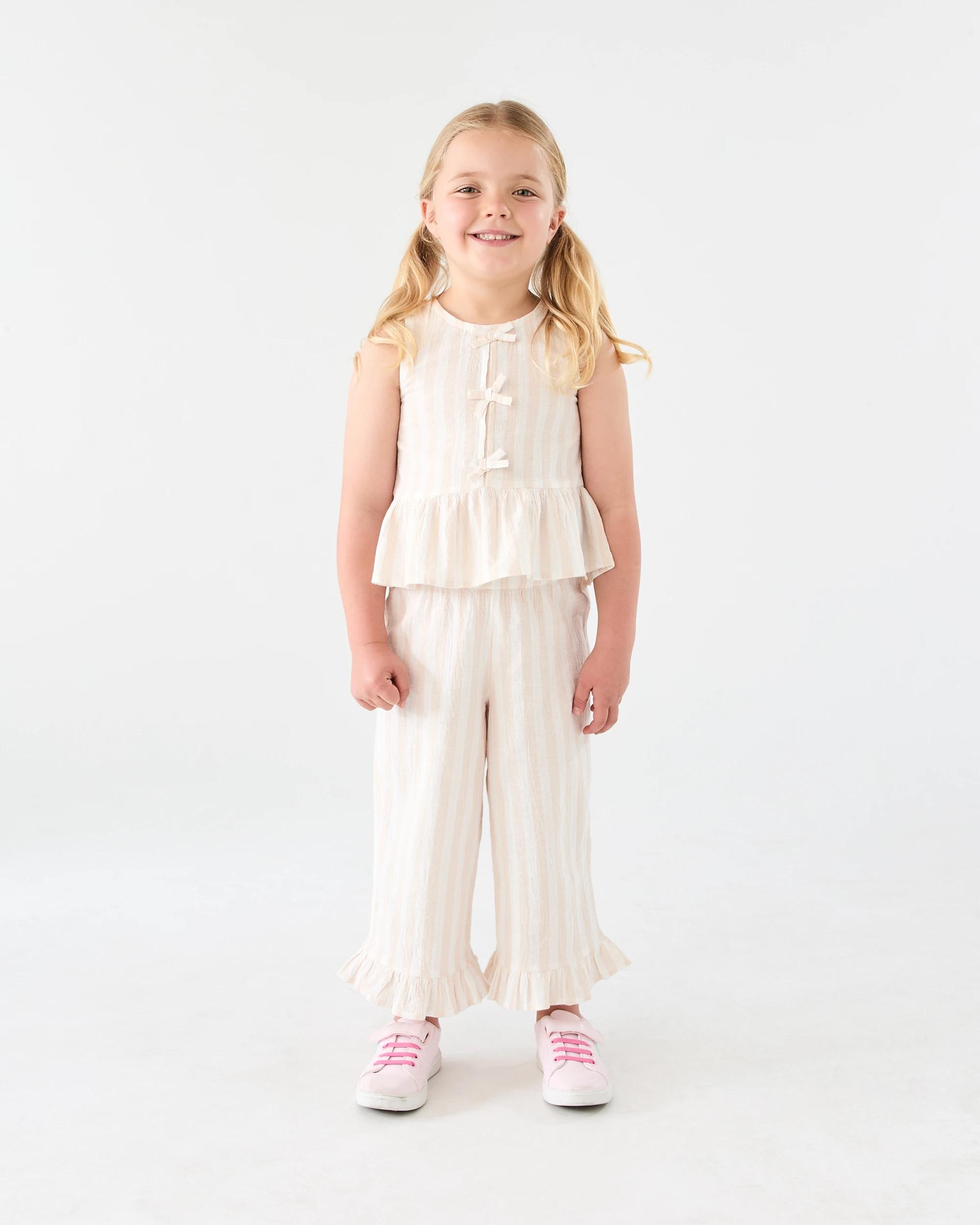 5 Frill Hem Pants Bge Stripe, 5 of 6