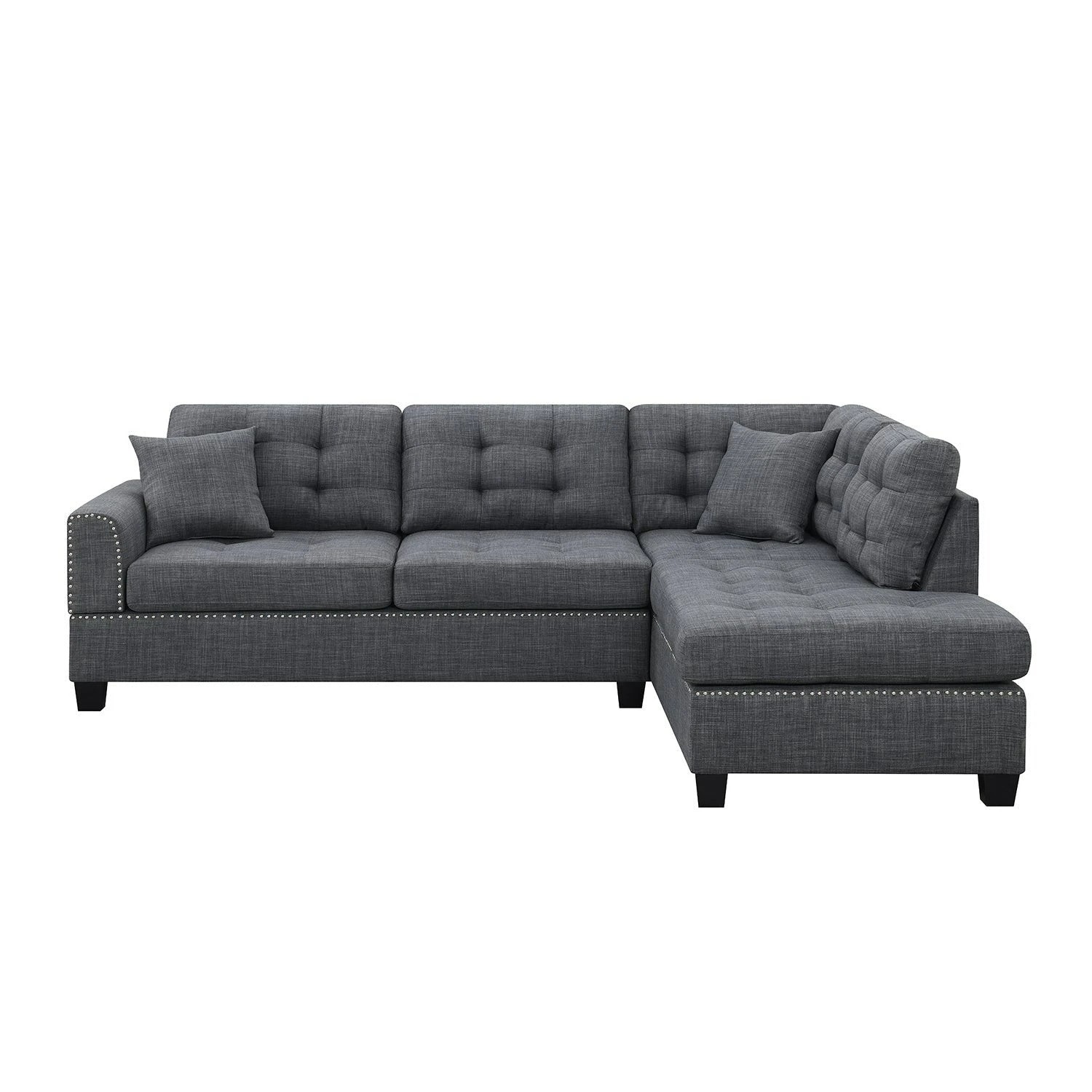 1 Foret 263cm L Shape Fabric Corner Sofa Chaise Lounge 4/5 Seater Dark Grey, 1 of 8