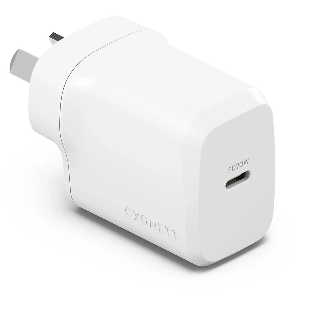 1 Cygnett - PowerPlus 20W Single Port GaN USB-C Wall Charger - White, 1 of 3