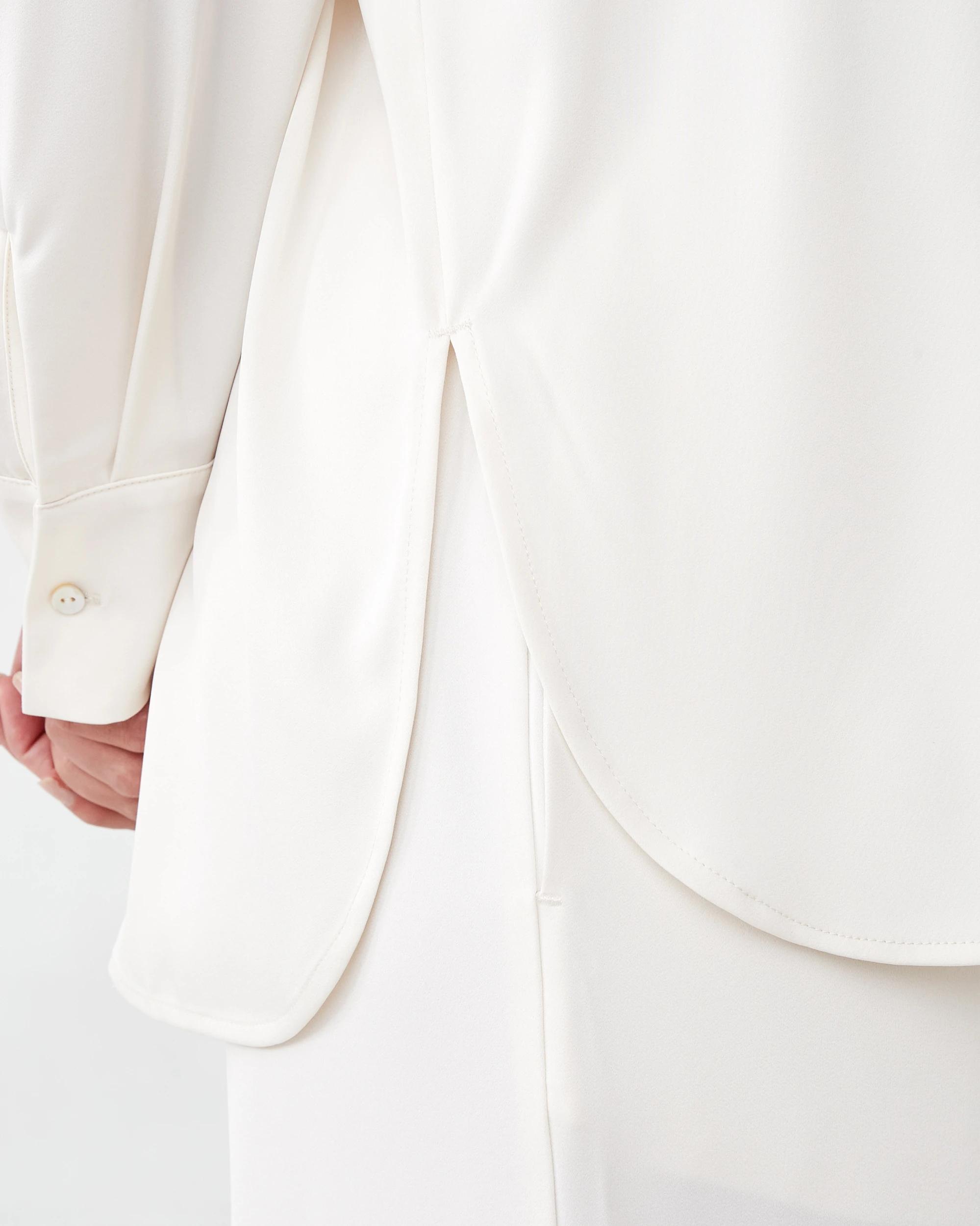 9 Long Sleeve Oversized Satin Shirt Vanillaoat, 9 of 10