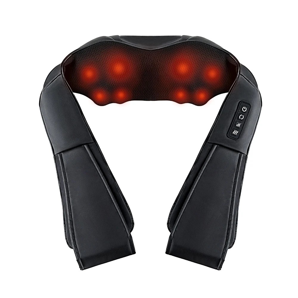 1 Livemor 8 Massage Nodes Neck Massager Heated - Black, 1 of 5