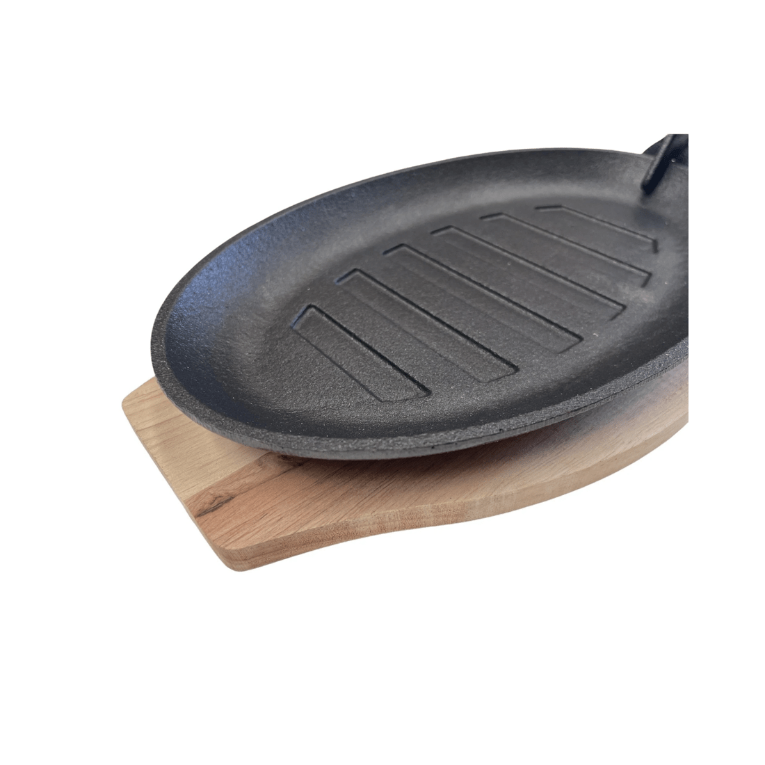 3 BR Home Cast Iron Sizzle Plate with Wooden Base and Handle, 3 of 6