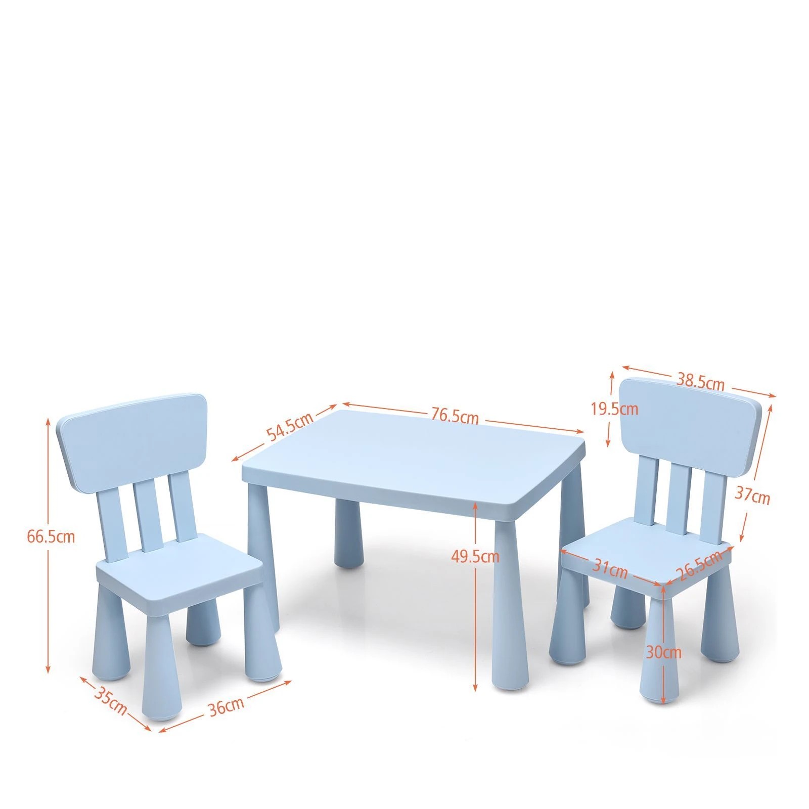 2 Costway Kids Table & Chairs Set Study Drawing Desk - Blue, 2 of 5