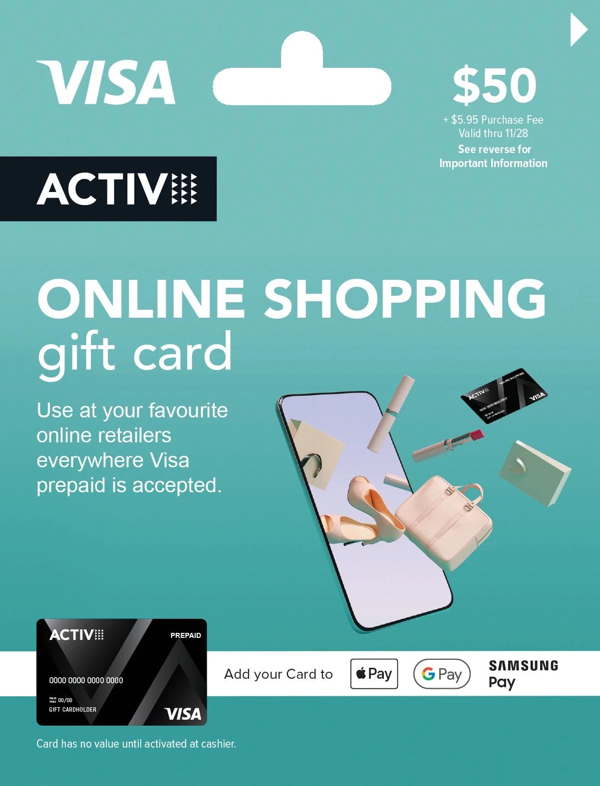 1 Activ VISA $50 Online Shopping Gift Card, 1 of 1