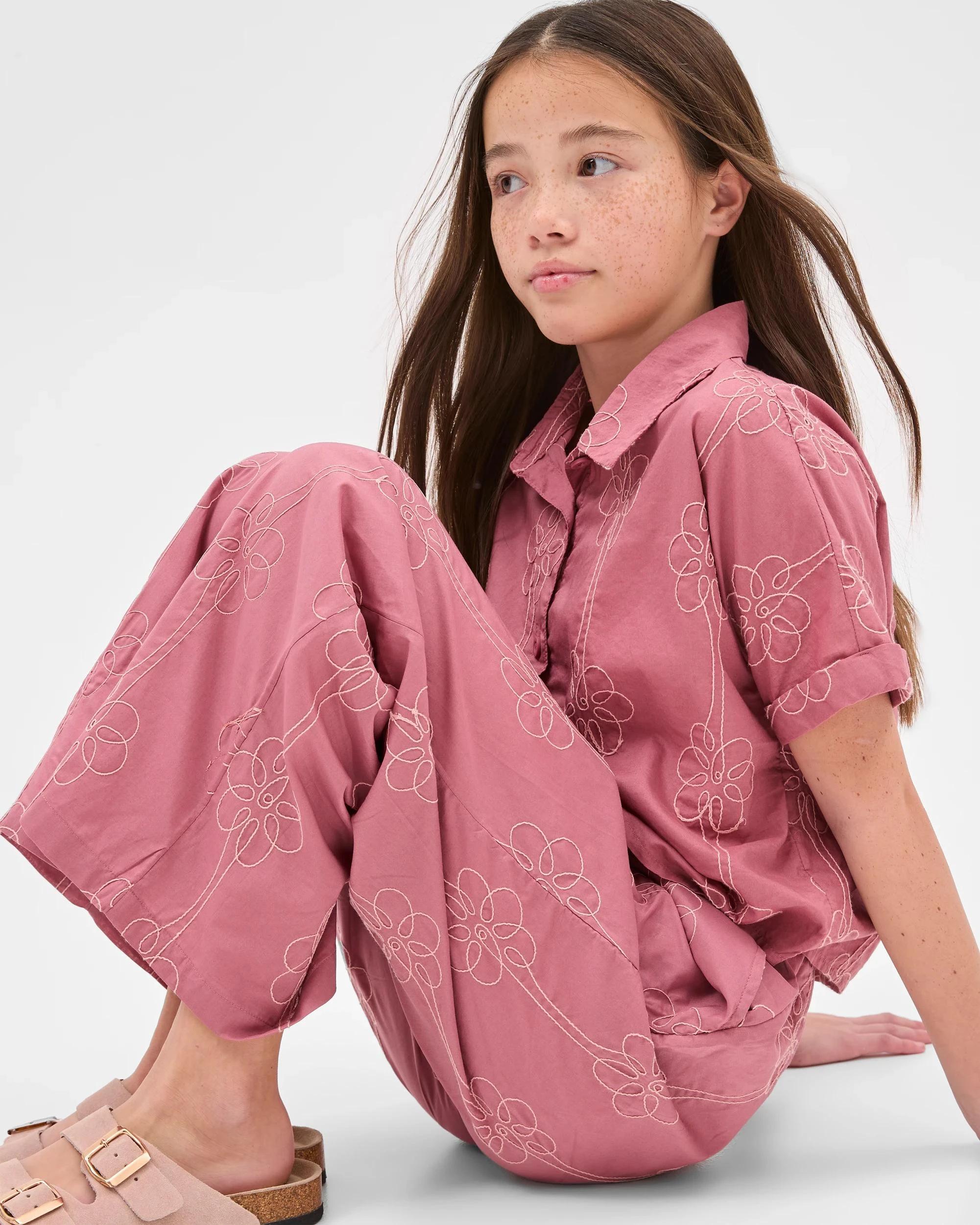 1 Target Australian Cotton Embroidered Short Sleeve Shirt PURPLE, 1 of 5