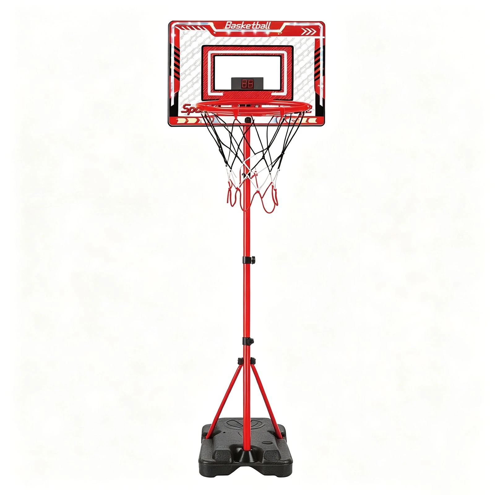 5 Ausway 1.2-1.89m Height Adjustable Kids Sport Basketball Hoop Stand with Electronic Scoreboard & LED Lights, 5 of 6