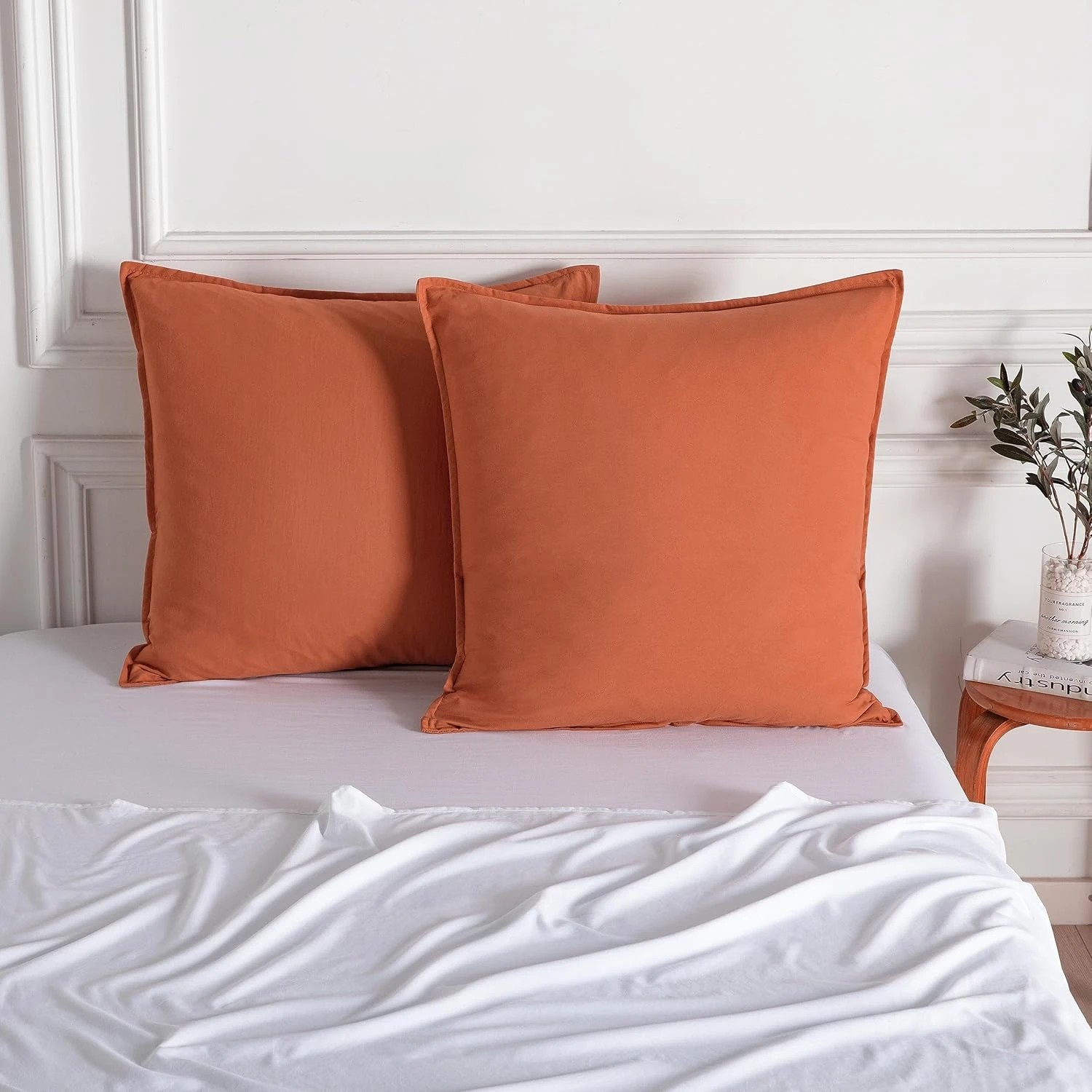 2 CleverPolly 2-Pack Vintage Washed Microfibre European Pillowcases - Terracotta, 2 of 4