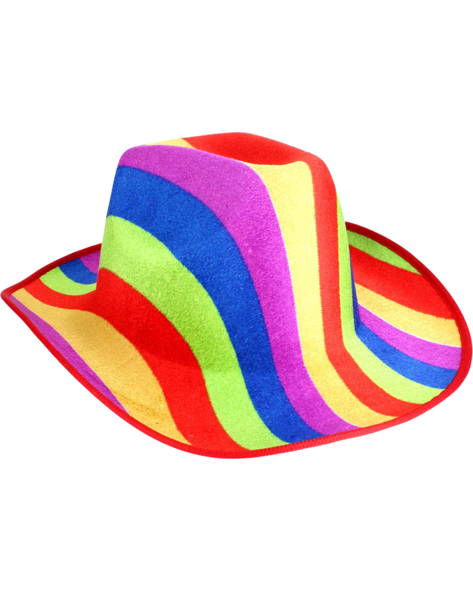 1 Partyrama Rainbow Stripe Velour Cowboy Hat, 1 of 1